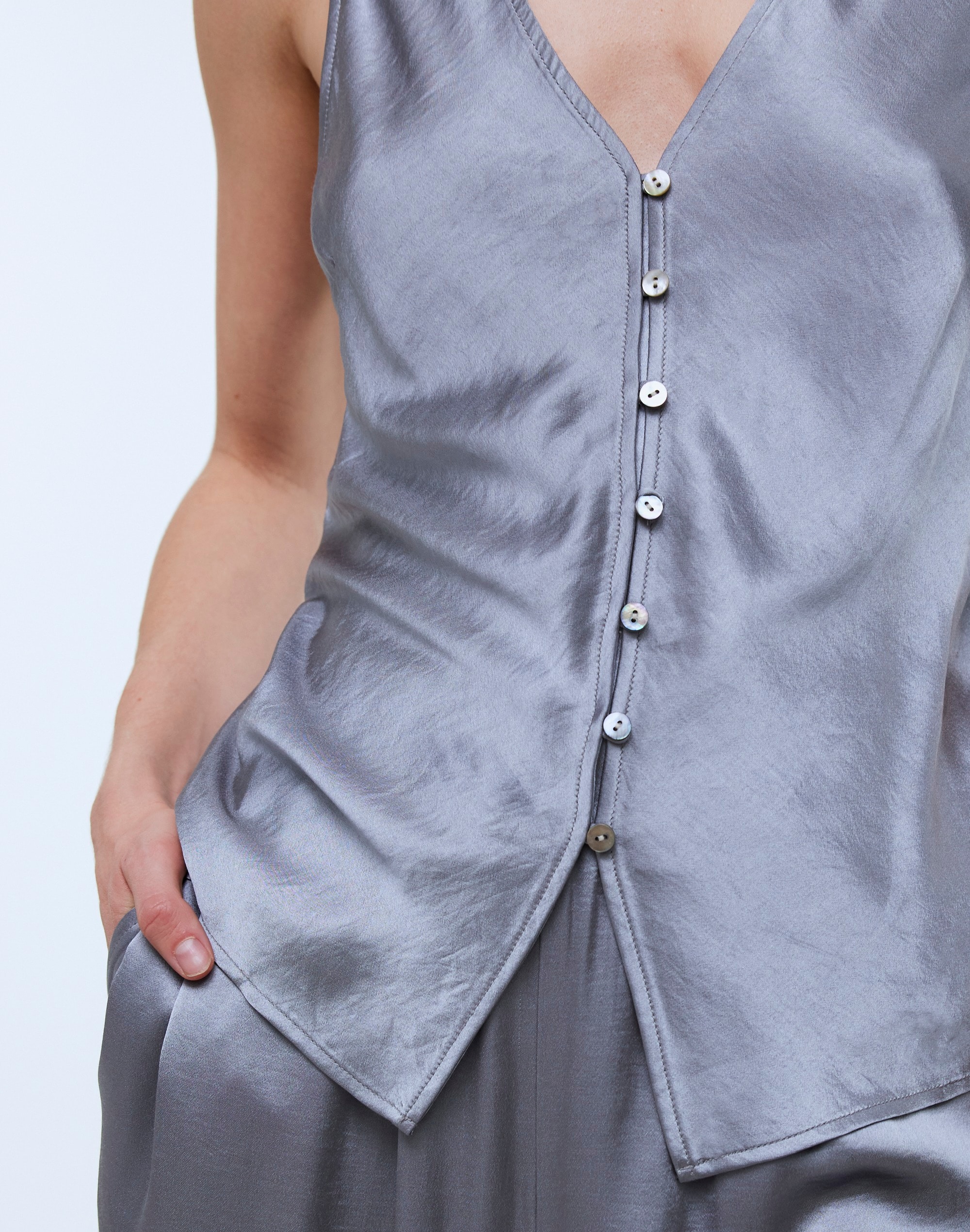 Satin Cutaway Vest Top | Madewell