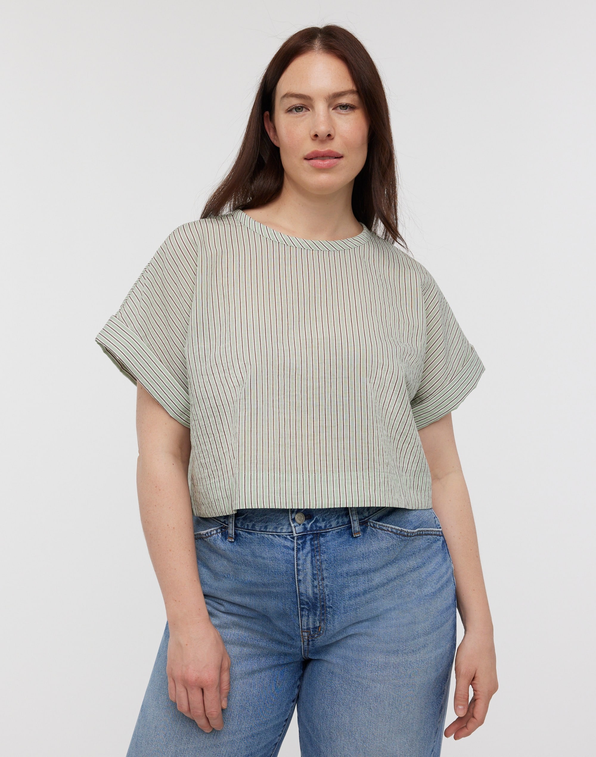 Dolman Crop Top in Stripe