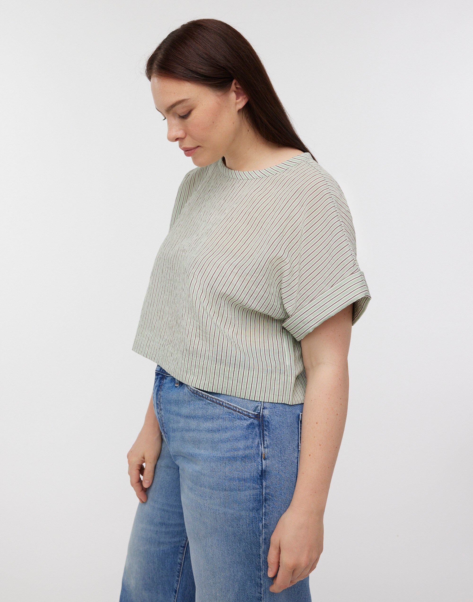 Dolman Crop Top in Stripe