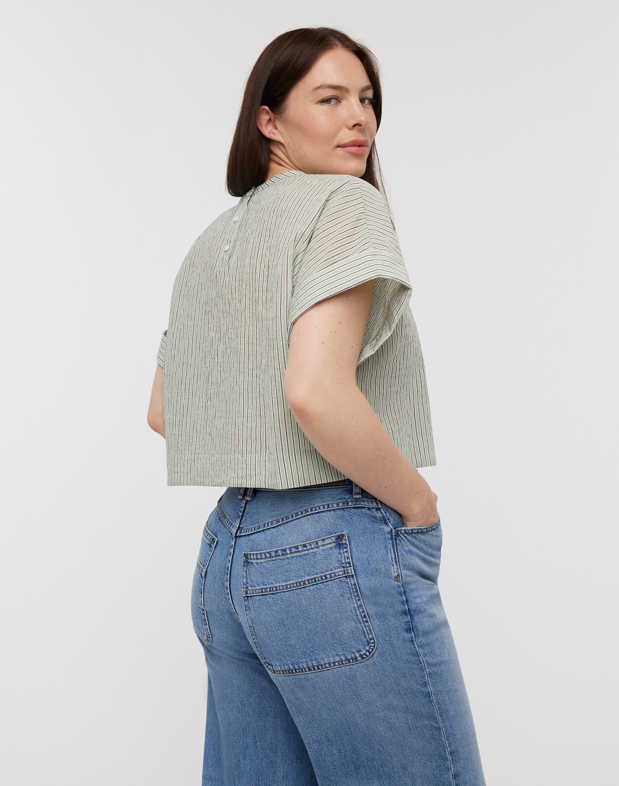 Dolman Crop Top in Stripe