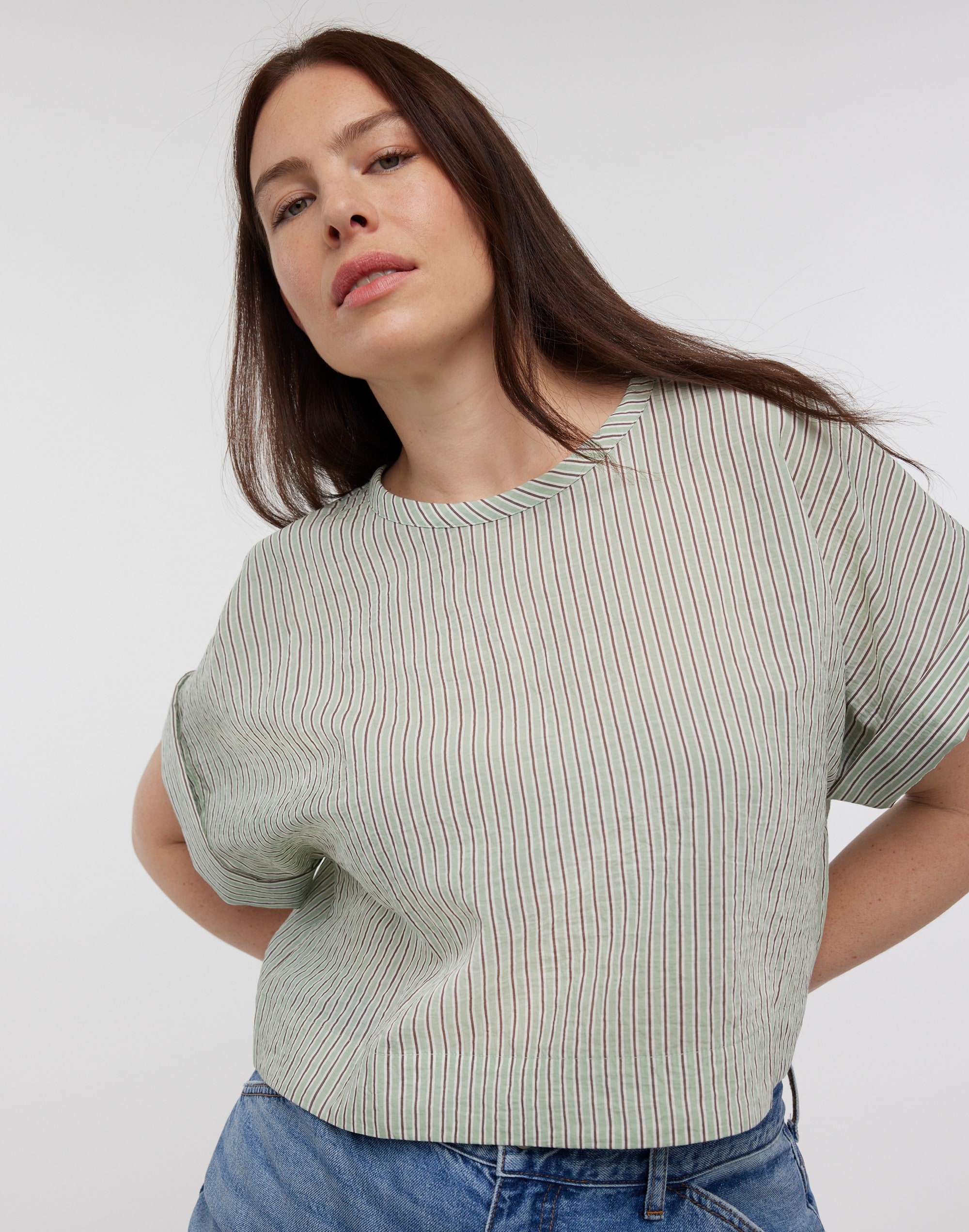 Dolman Crop Top in Stripe