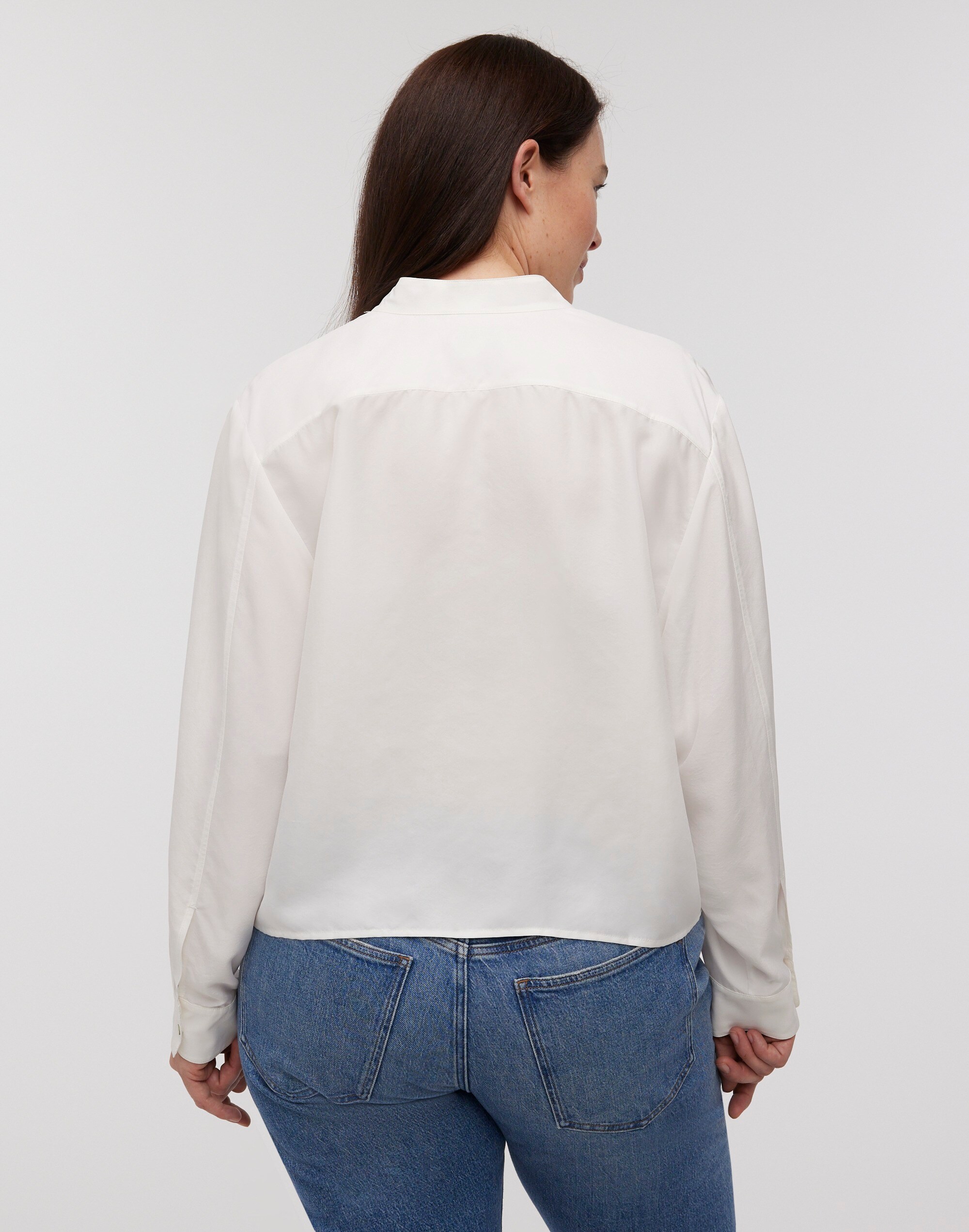 Long-Sleeve Popover Top in Silk