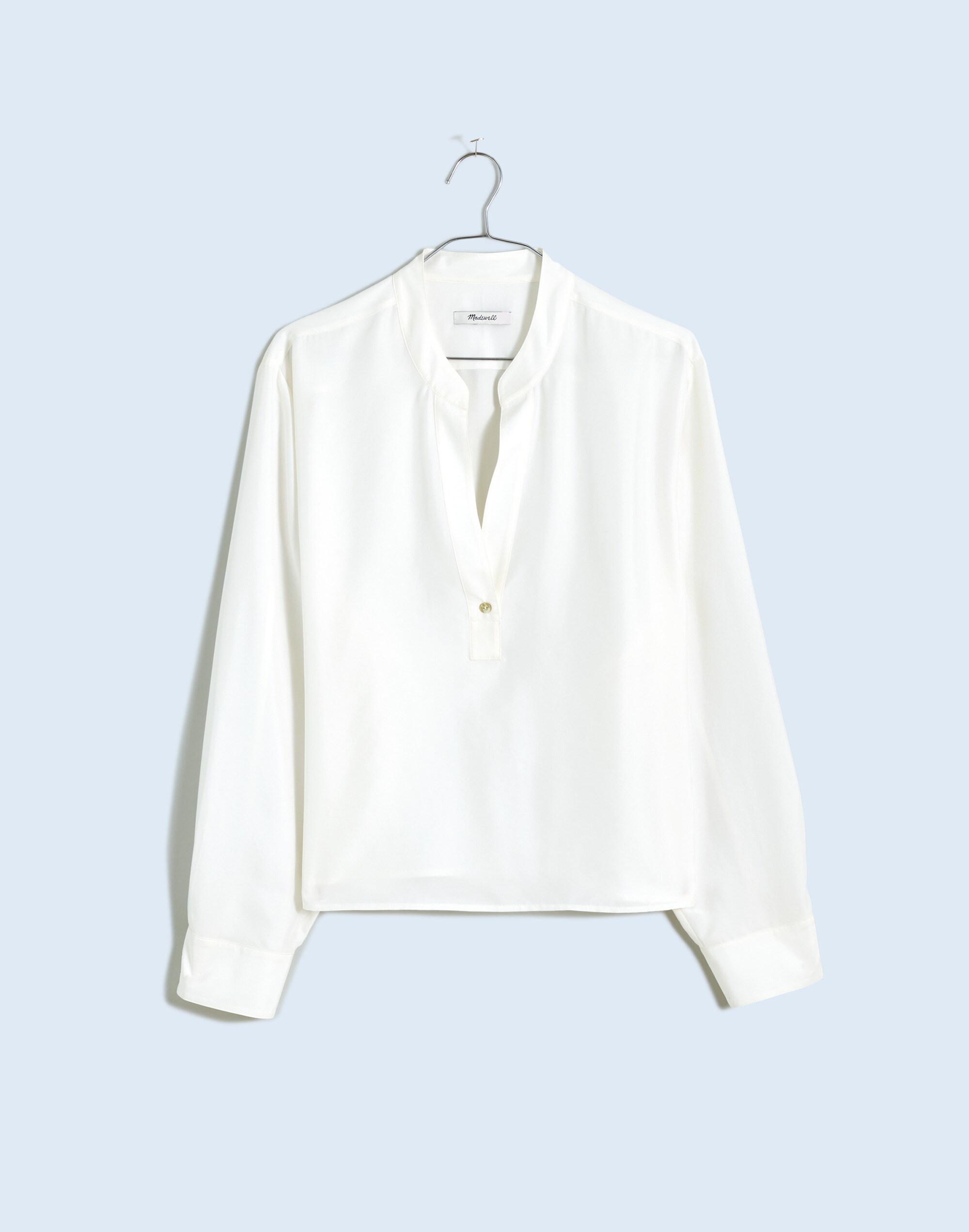 Long-Sleeve Popover Top in Silk