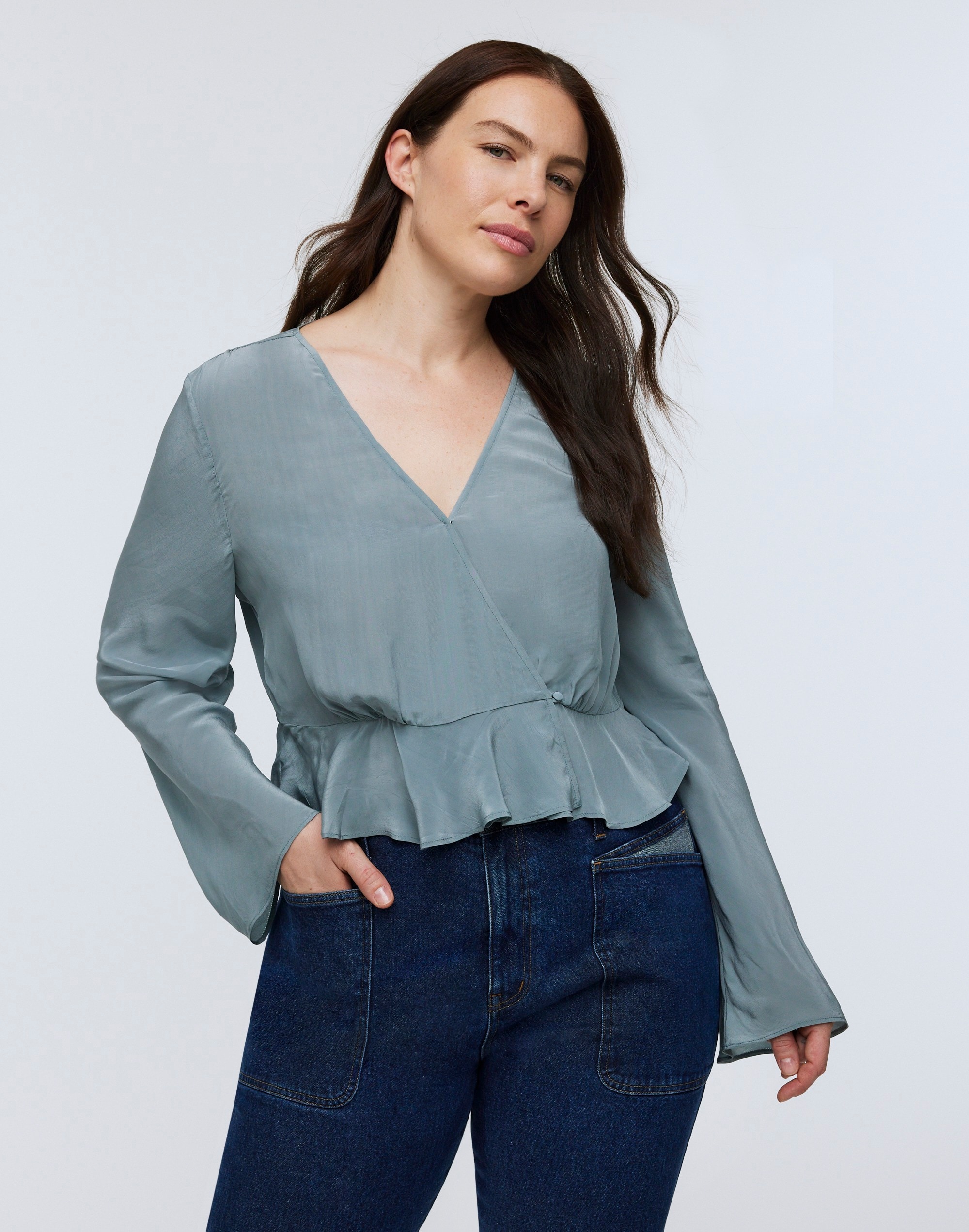 Bell-Sleeve Wrap Top