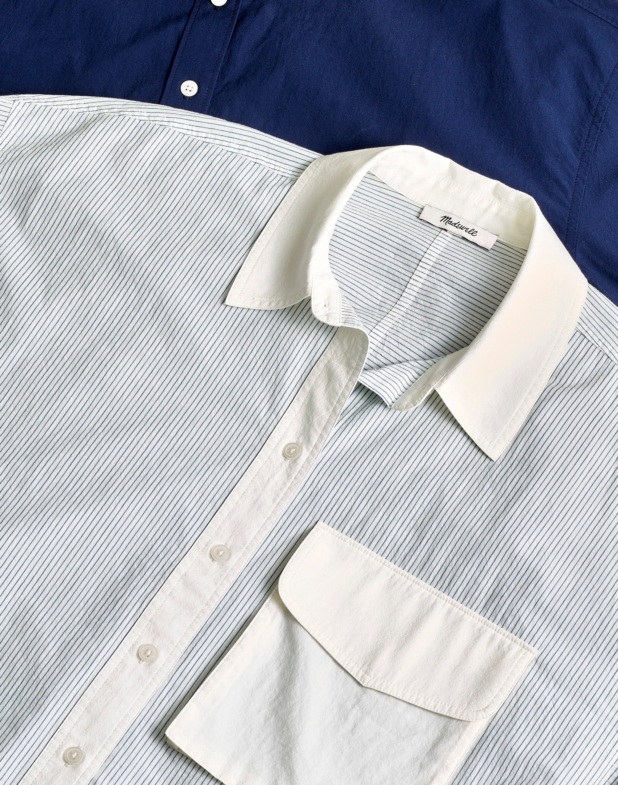 Flap-Pocket Crop Button-Up Shirt Poplin