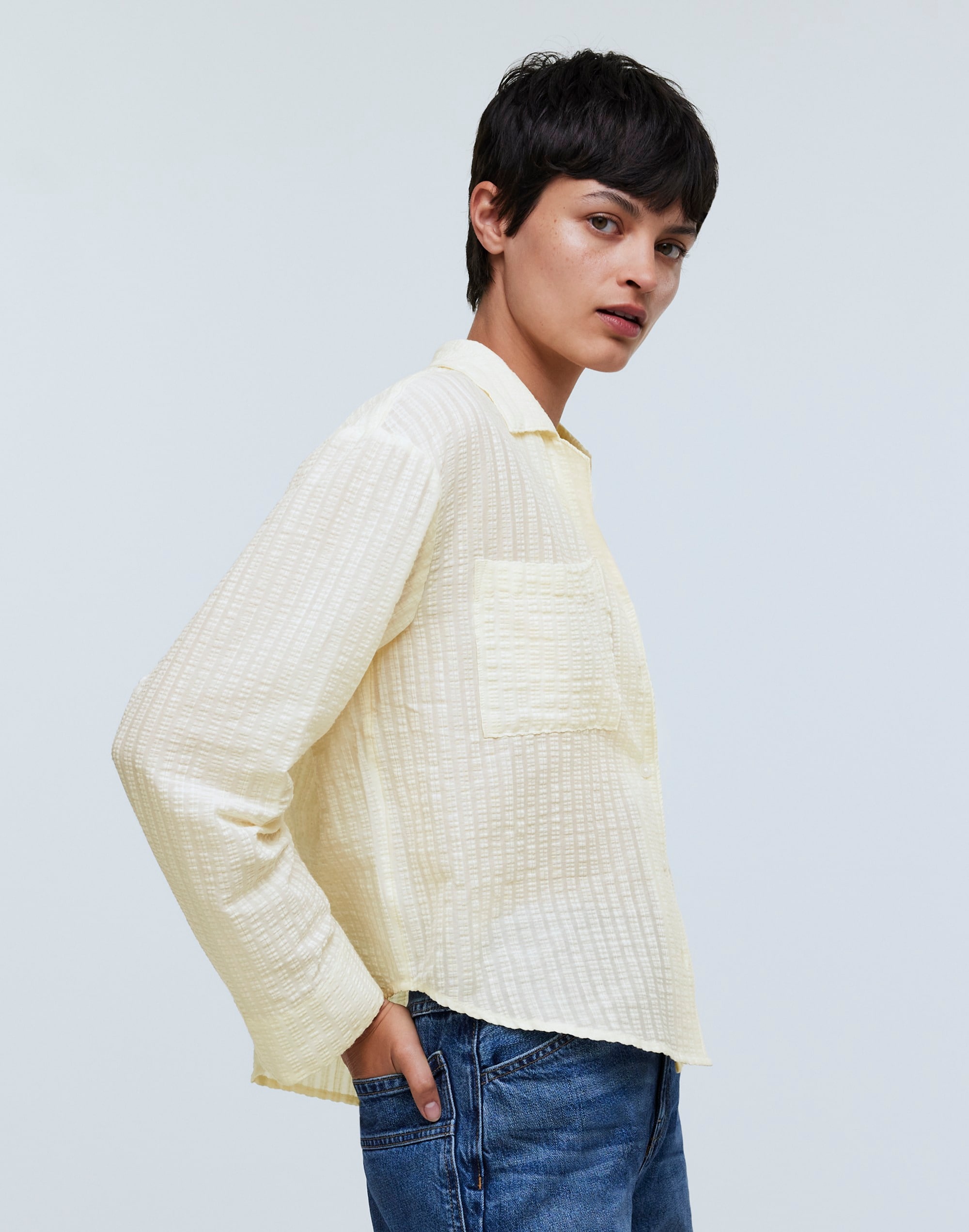Resort Long-Sleeve Shirt in Seersucker