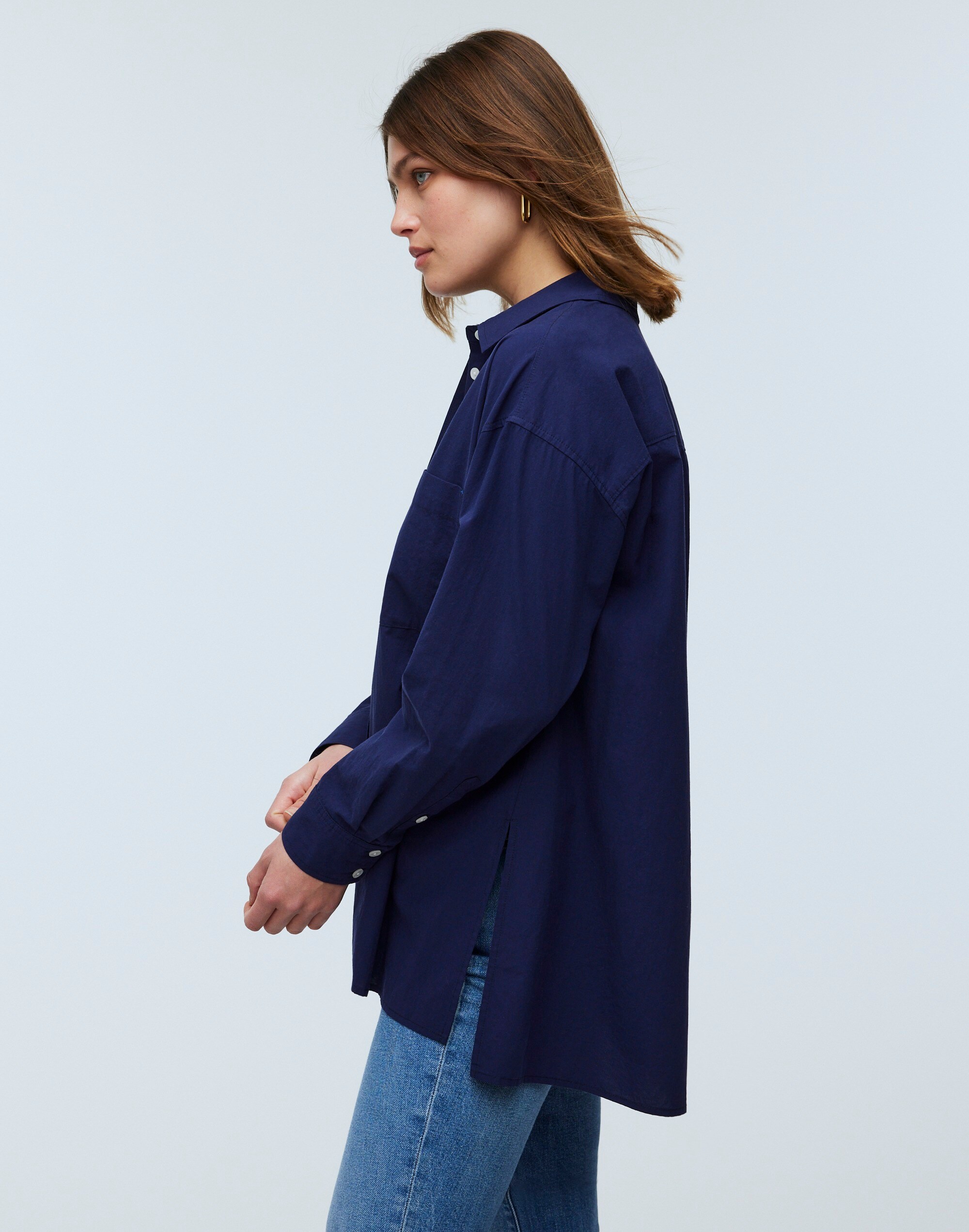 The Oversized Straight Hem Shirt in Signature Poplin