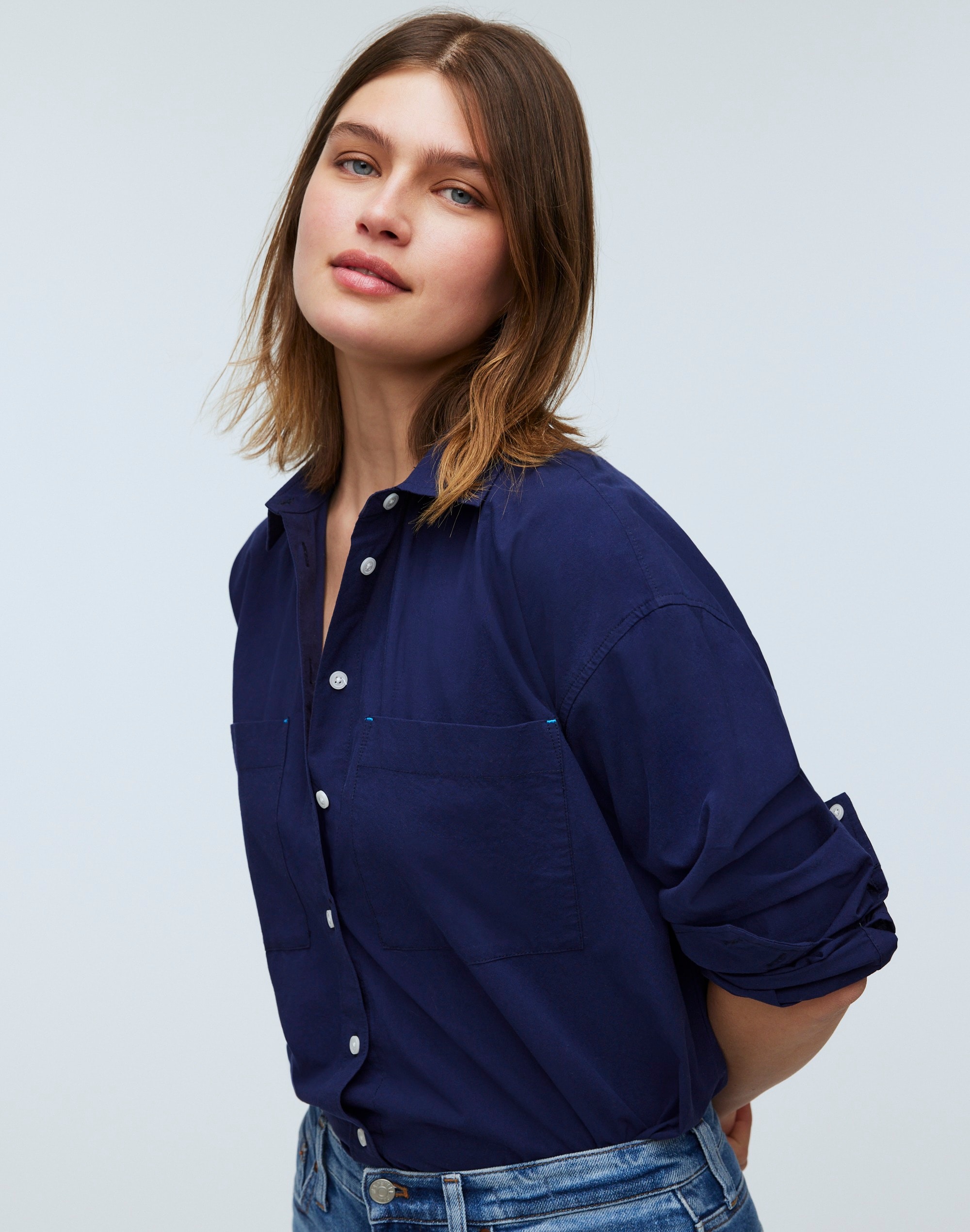 The Oversized Straight Hem Shirt in Signature Poplin