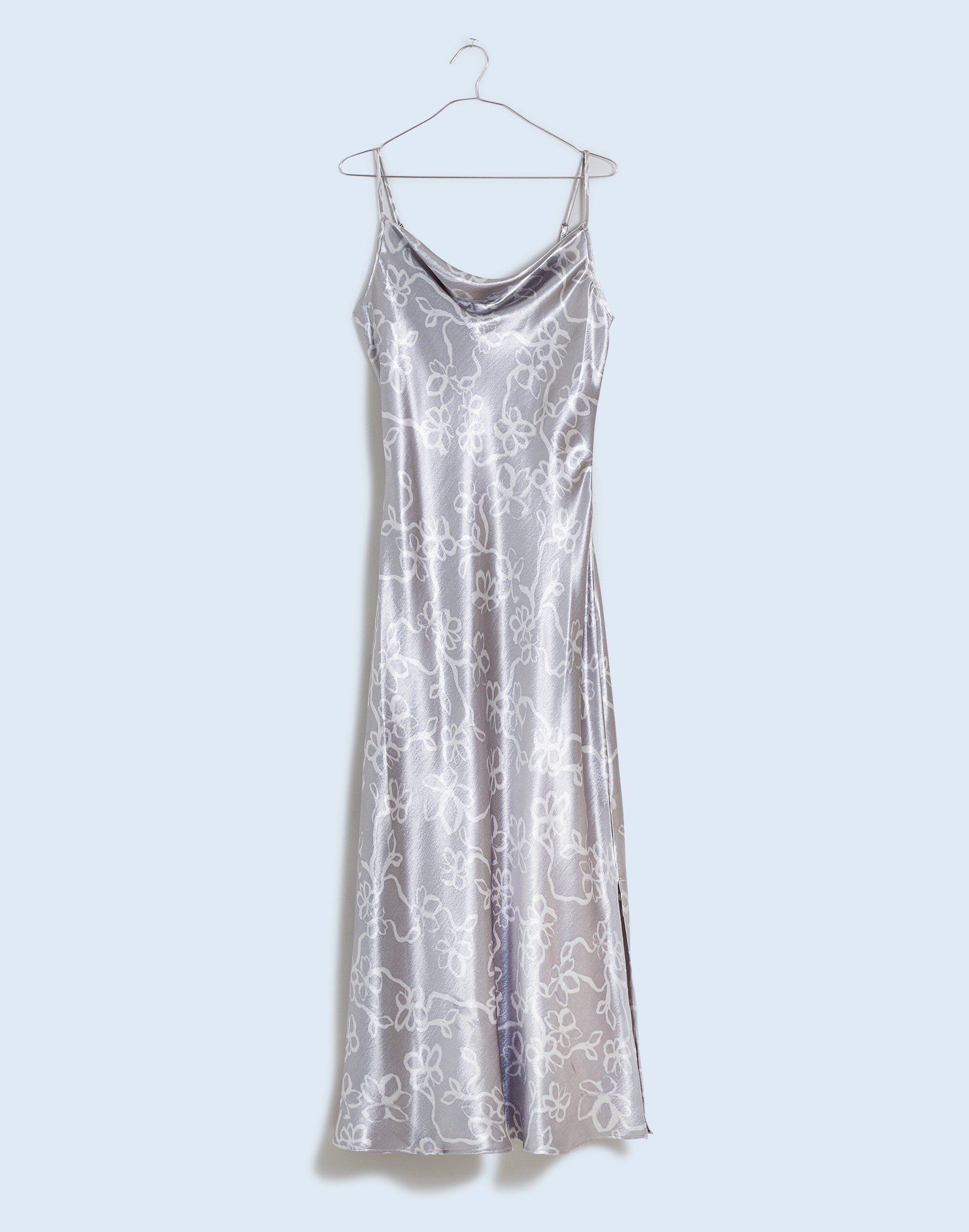 Metallic Midi Slip Dress in Floral