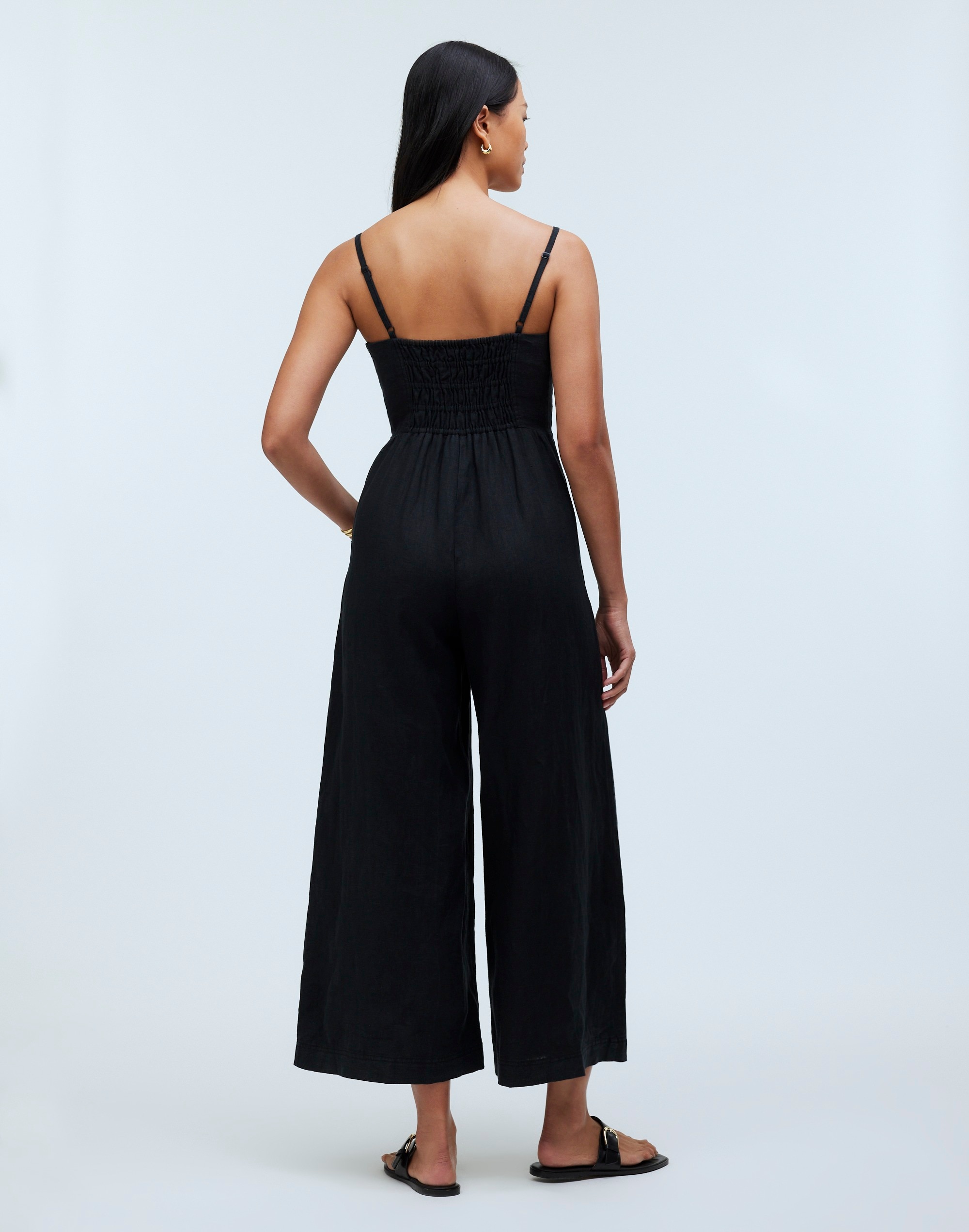 Sleeveless Wide-Leg Jumpsuit in 100% Linen