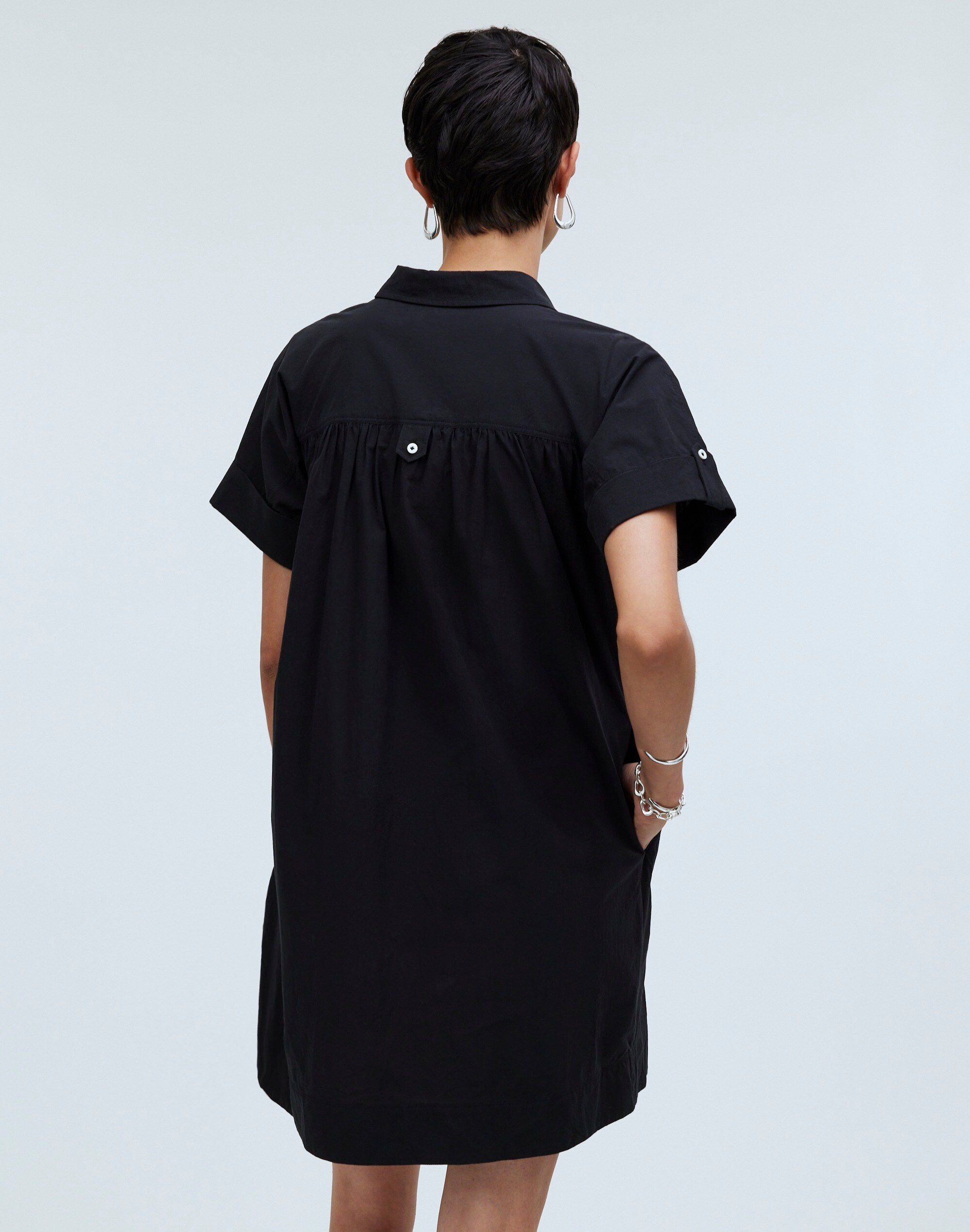 Collared Button-Front Mini Shirtdress