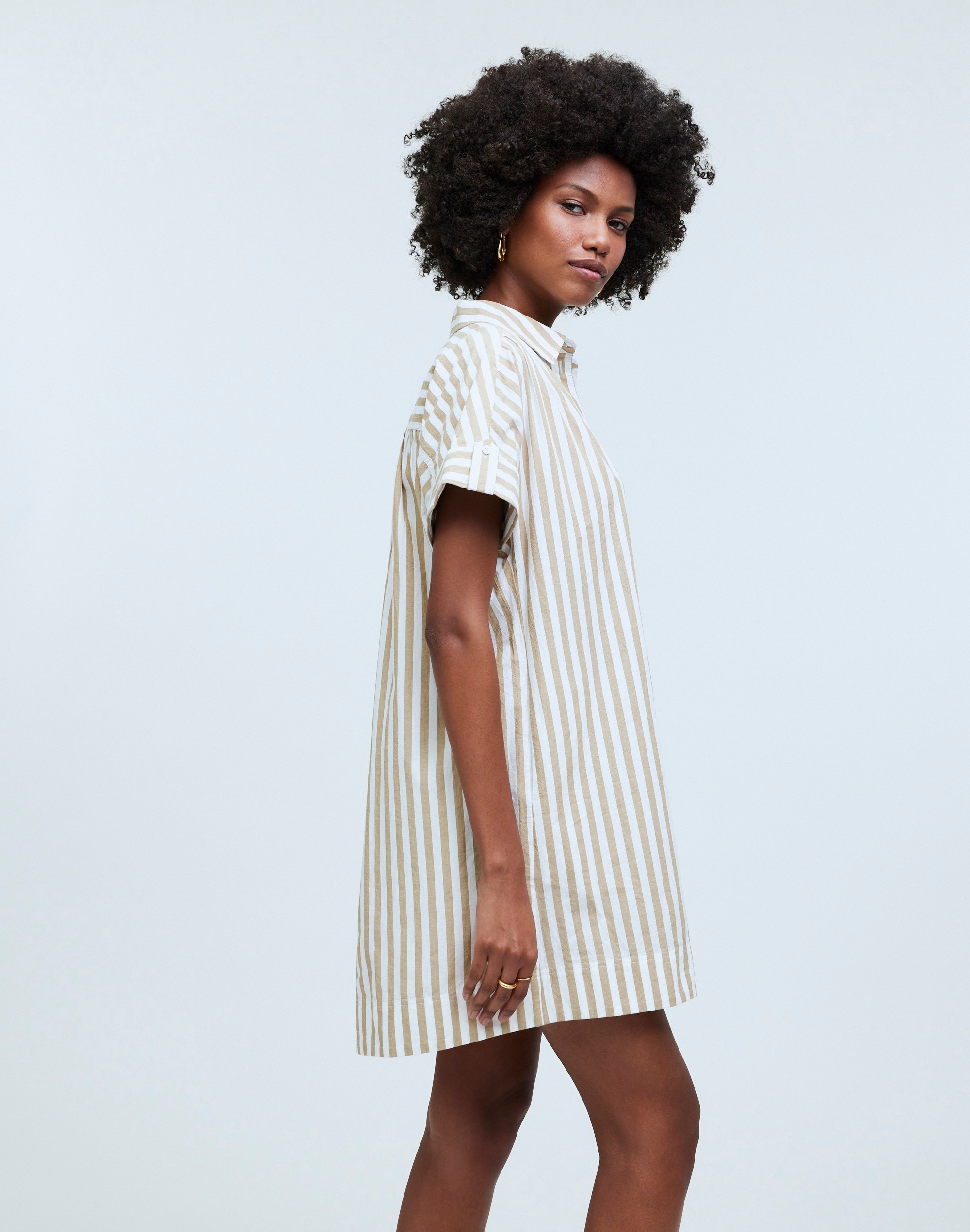 Collared Button-Front Mini Shirtdress