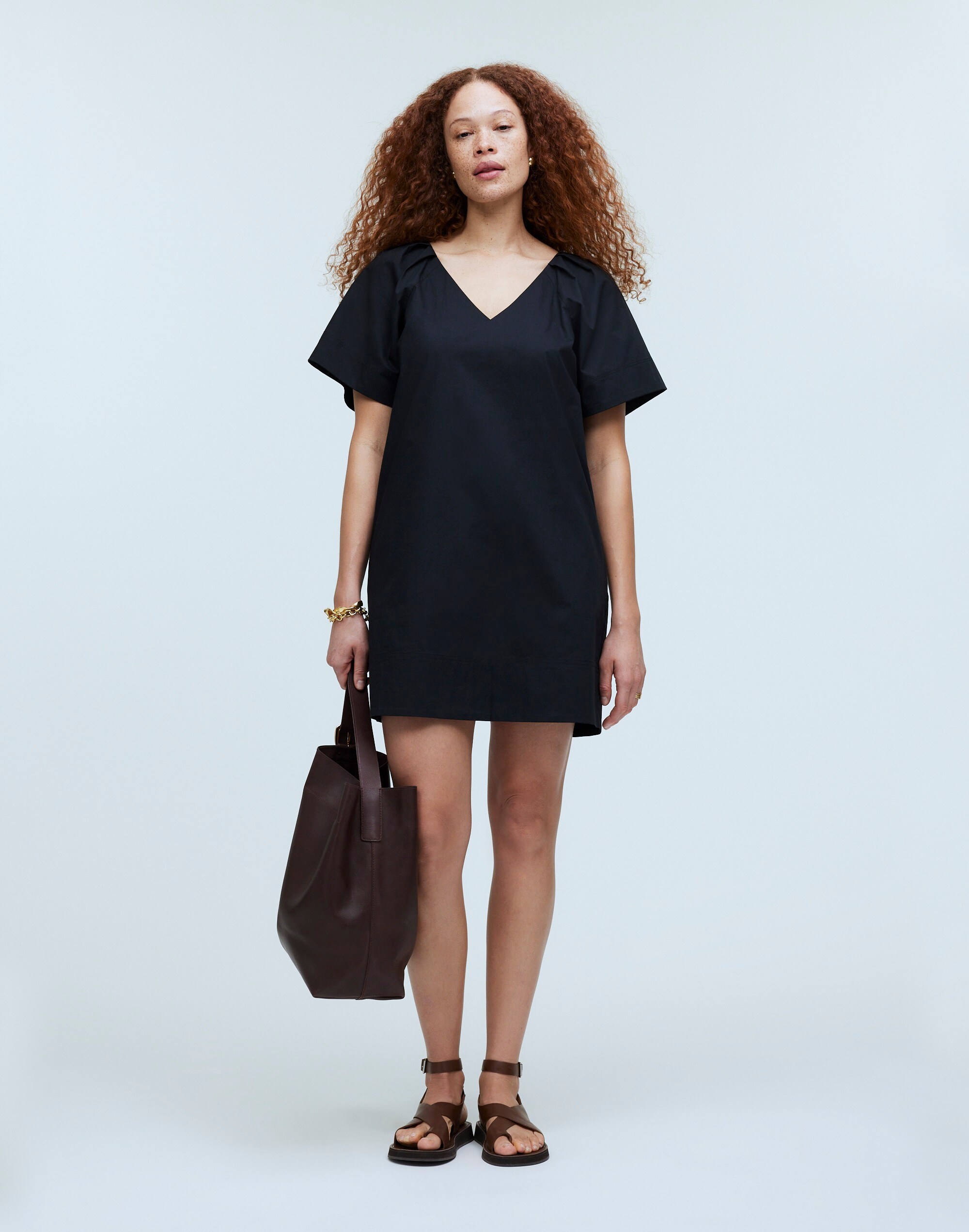 V-Neck Mini Shirtdress