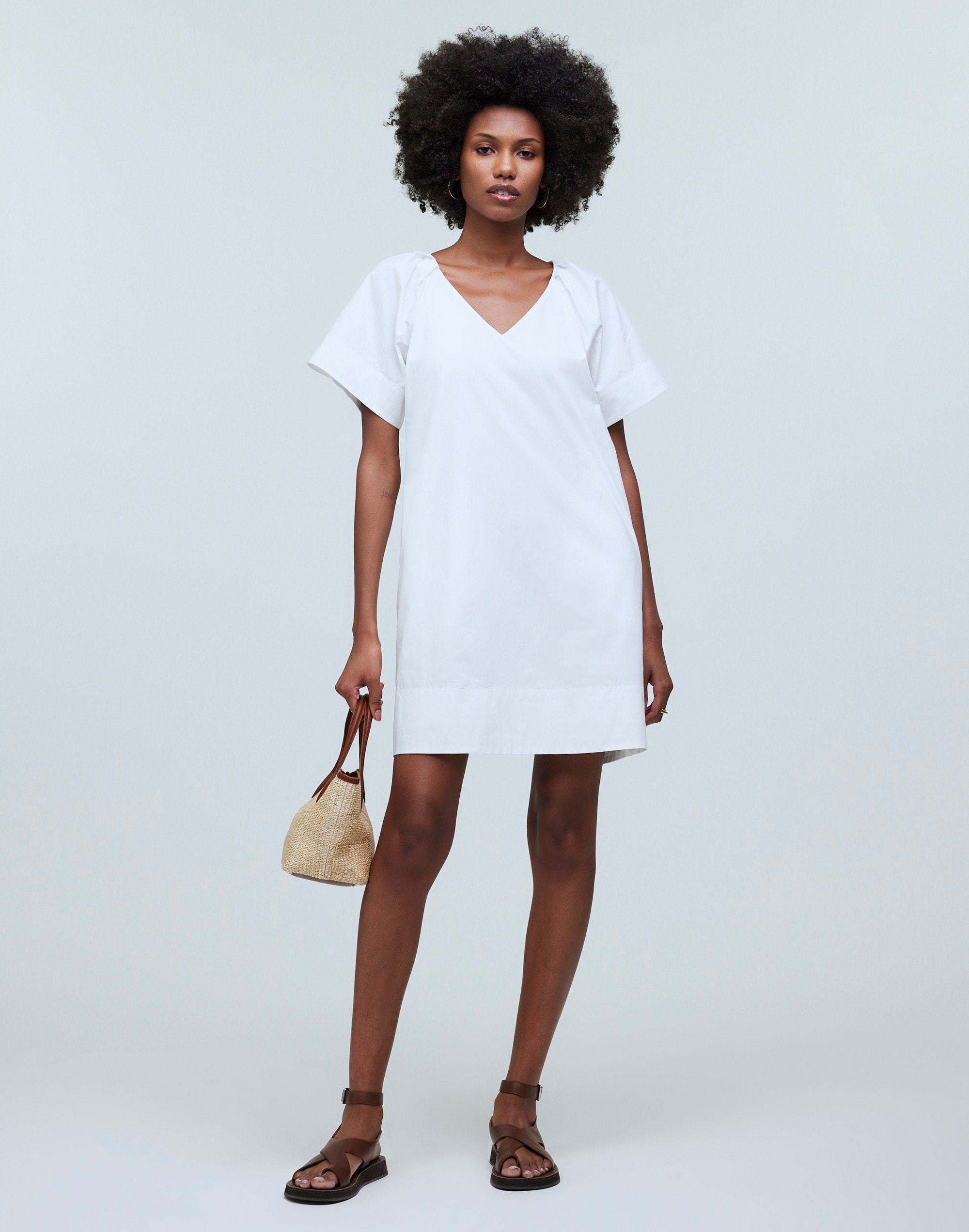 V-Neck Mini Shirtdress