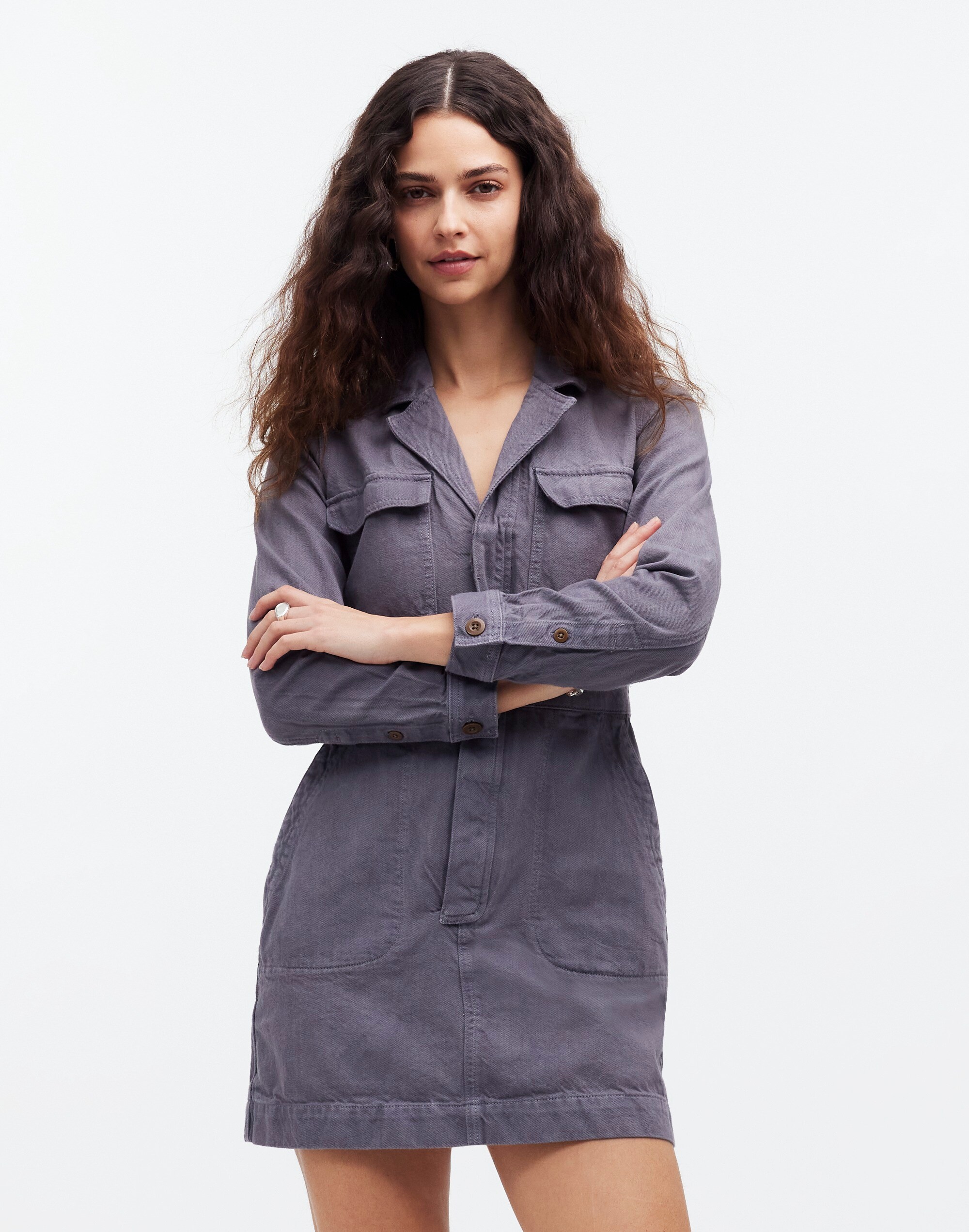 Madewell x MN Dye Studio Denim Patch-Pocket Mini Dress