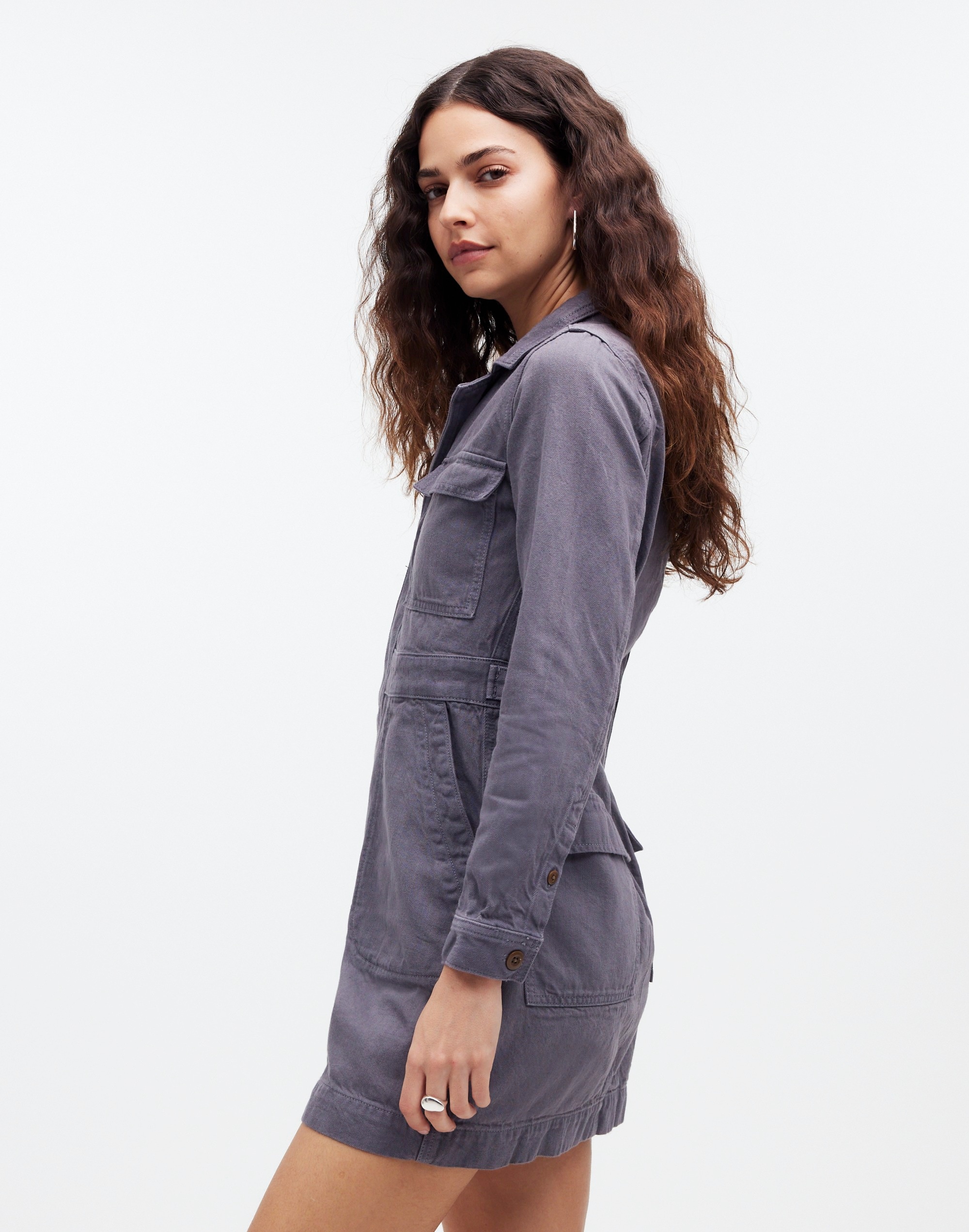 Madewell x MN Dye Studio Denim Patch-Pocket Mini Dress