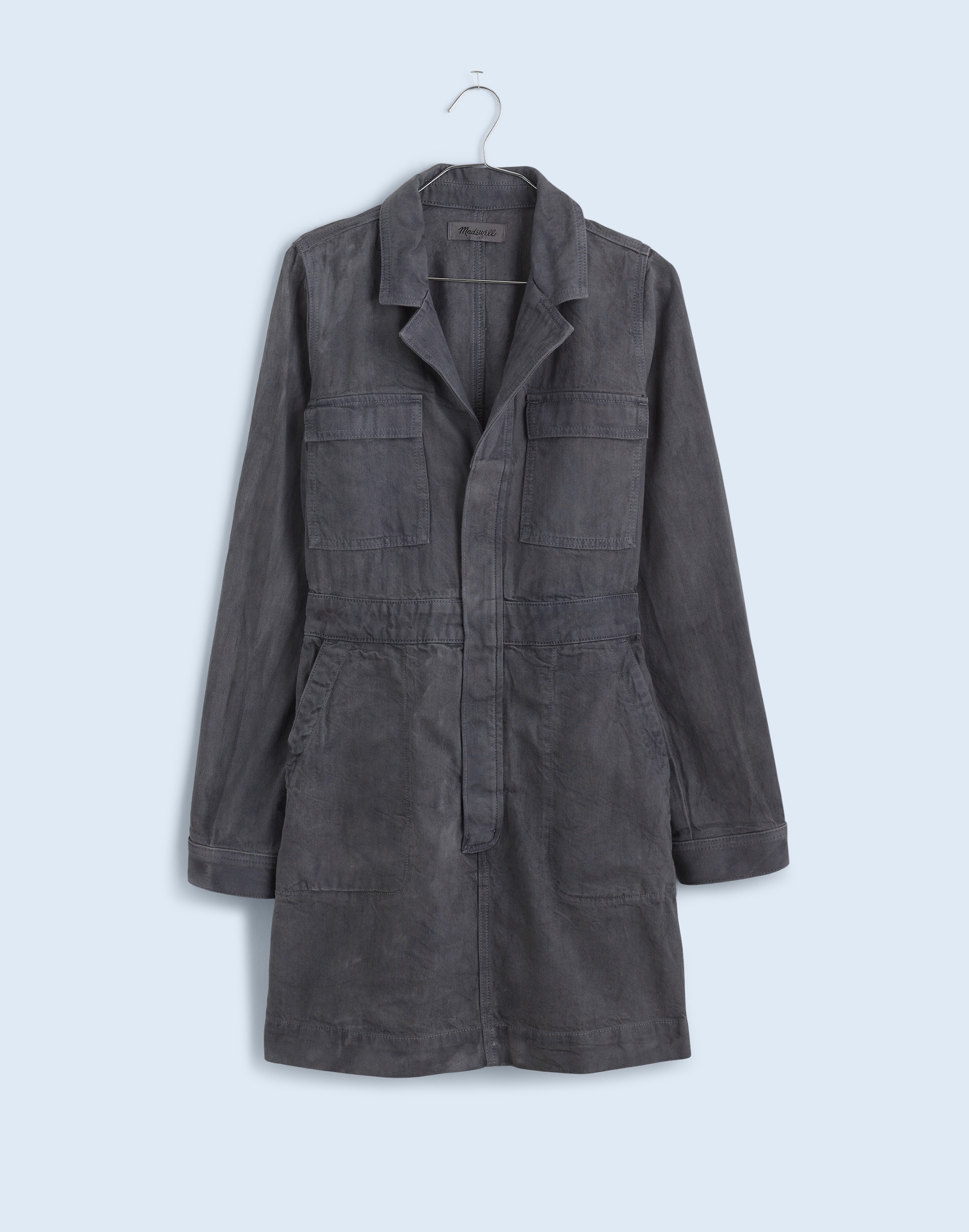 Madewell x MN Dye Studio Denim Patch-Pocket Mini Dress