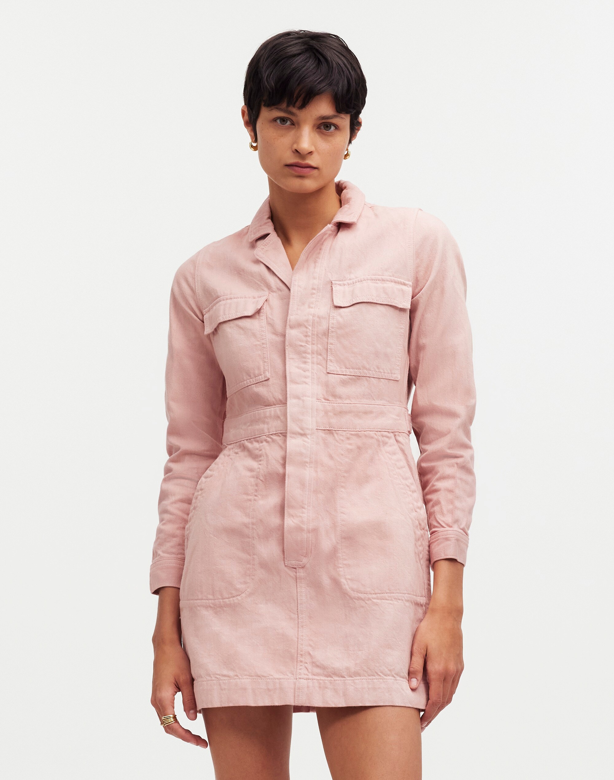 Madewell x MN Dye Studio Denim Patch-Pocket Mini Dress