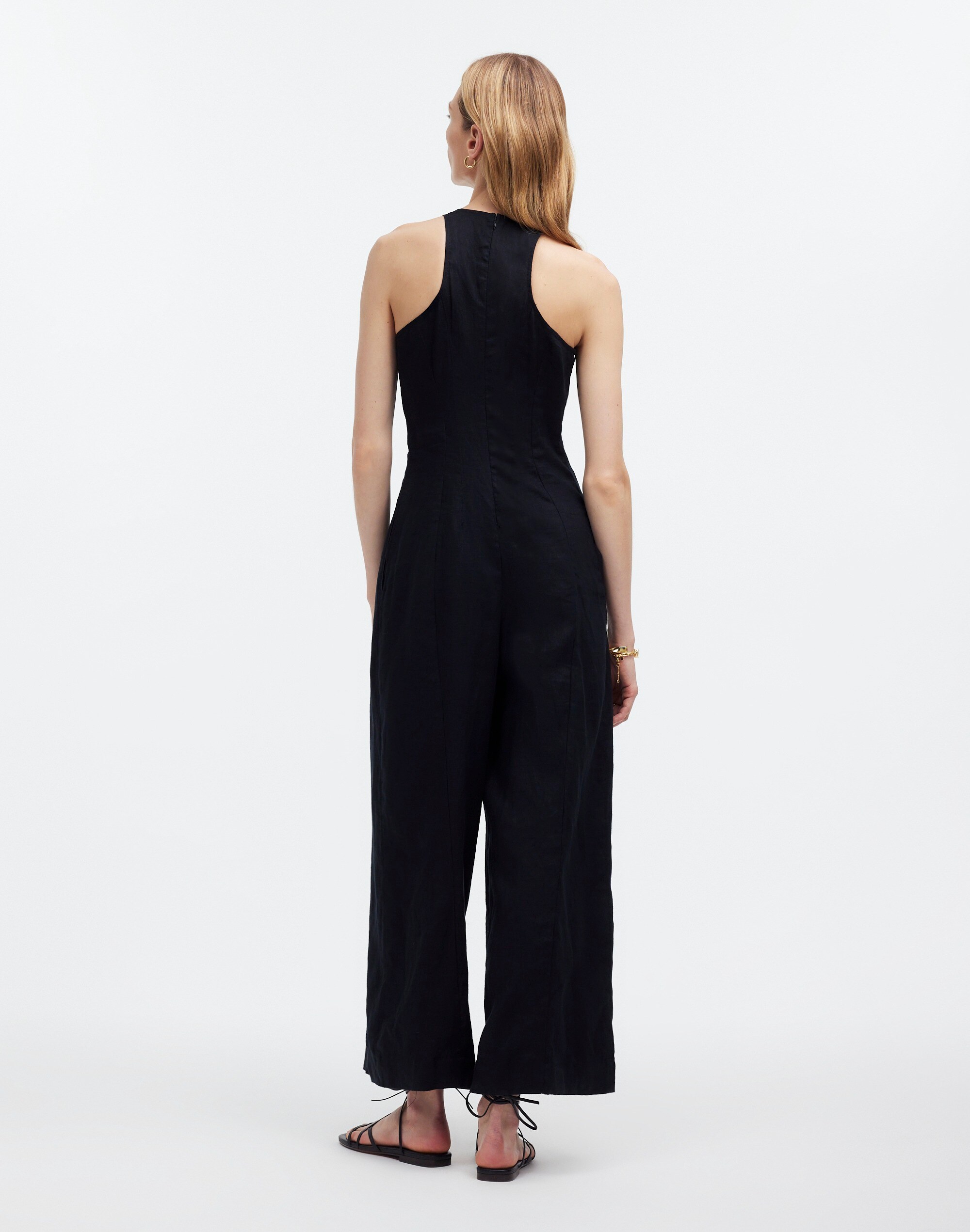 Seamed Wide-Leg Jumpsuit in 100% Linen