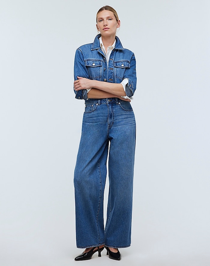 Deep-V Wide Leg Distressed Jeans Jumpsuits Fashion Slip Jumpsuits in Denim  Blue One Size 