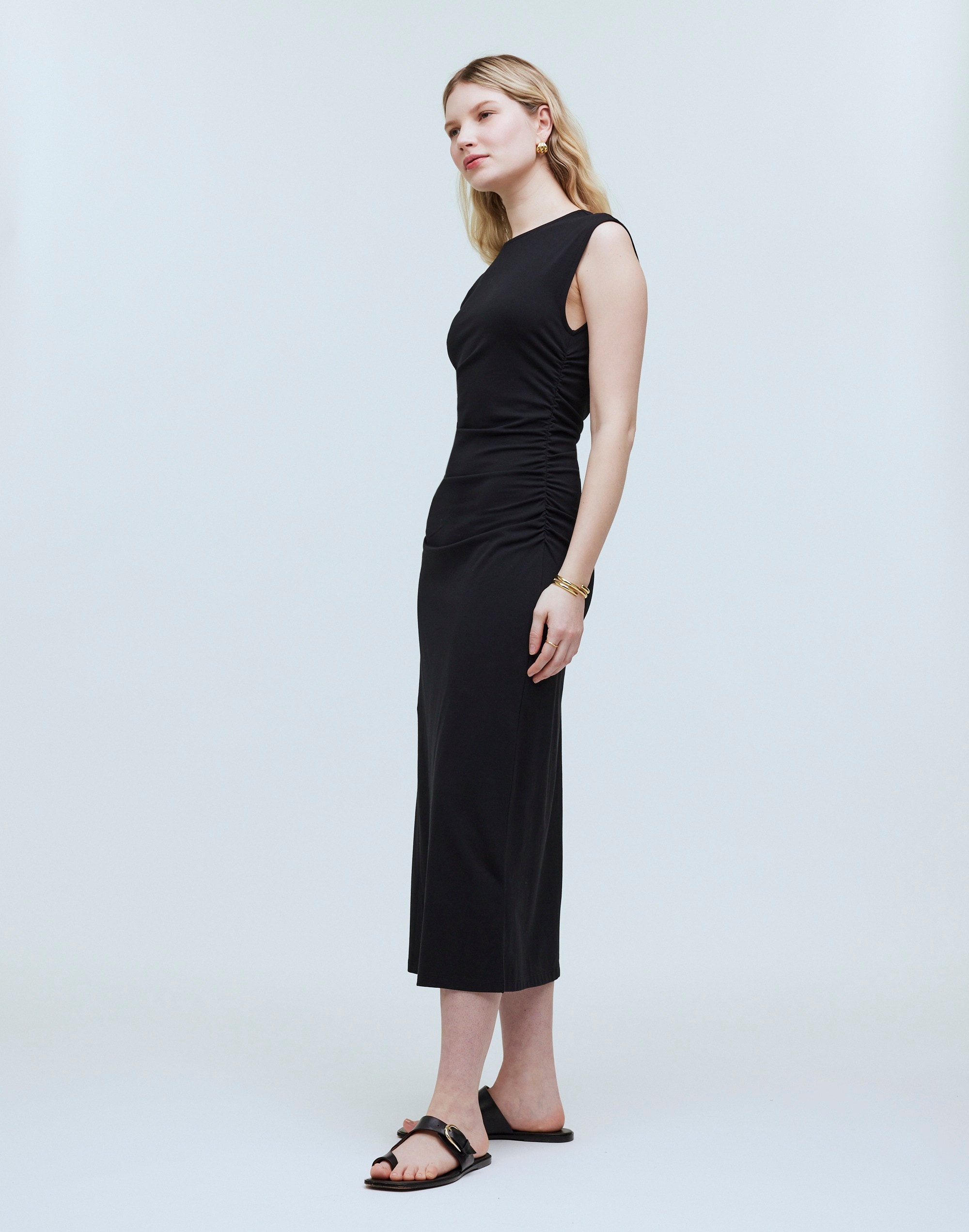 Gathered Knit Midi Dress