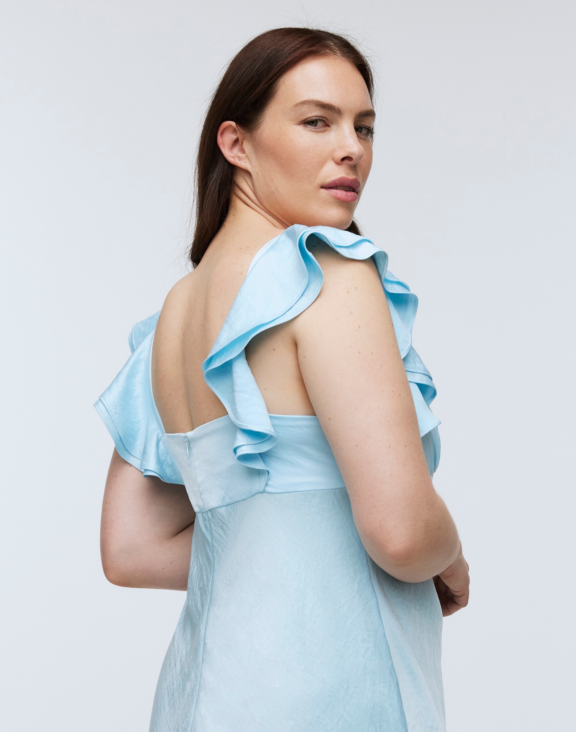 Flutter-Sleeve Maxi Slip Dress