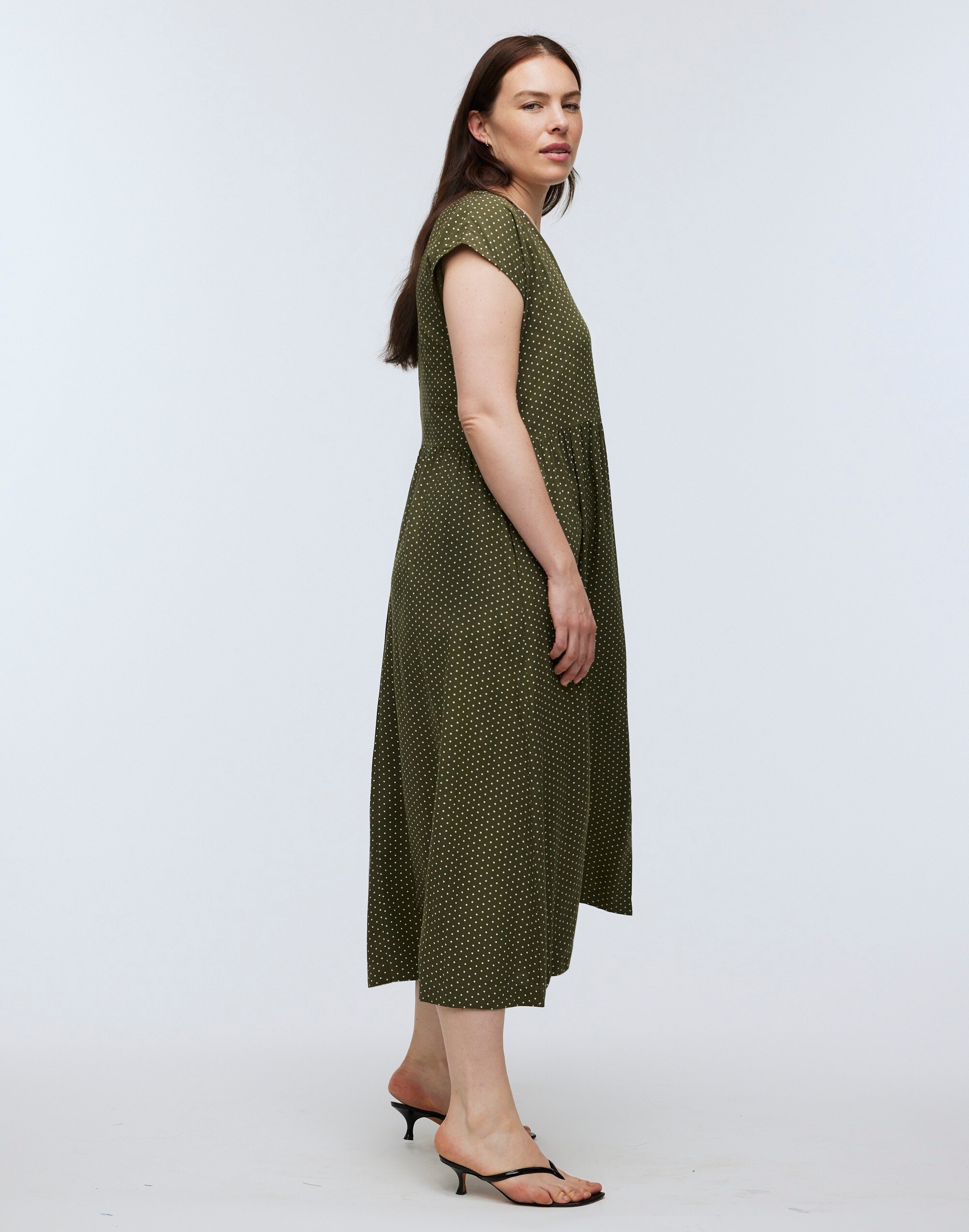 Button-Front Midi Dress