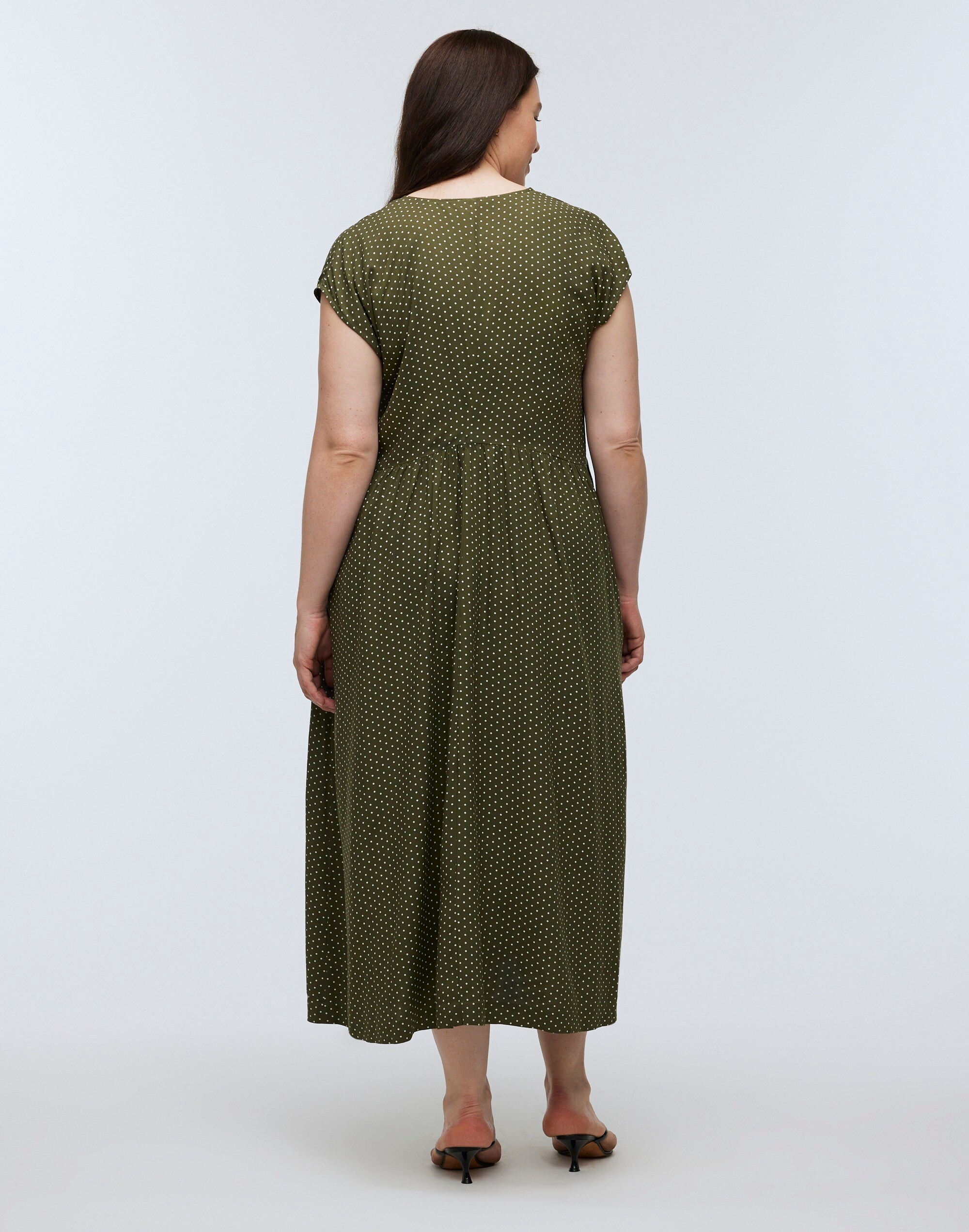 Button-Front Midi Dress