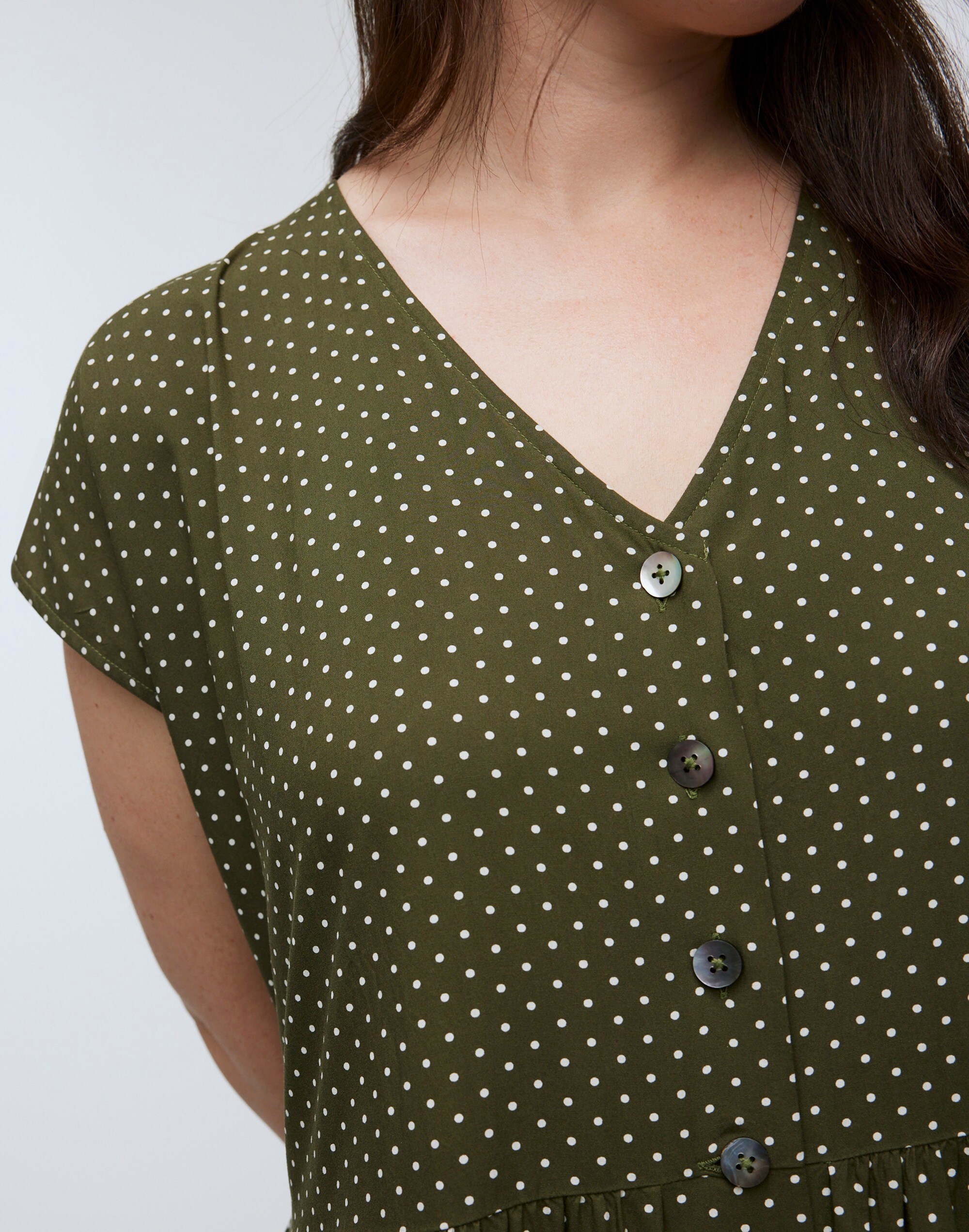 Button-Front Midi Dress