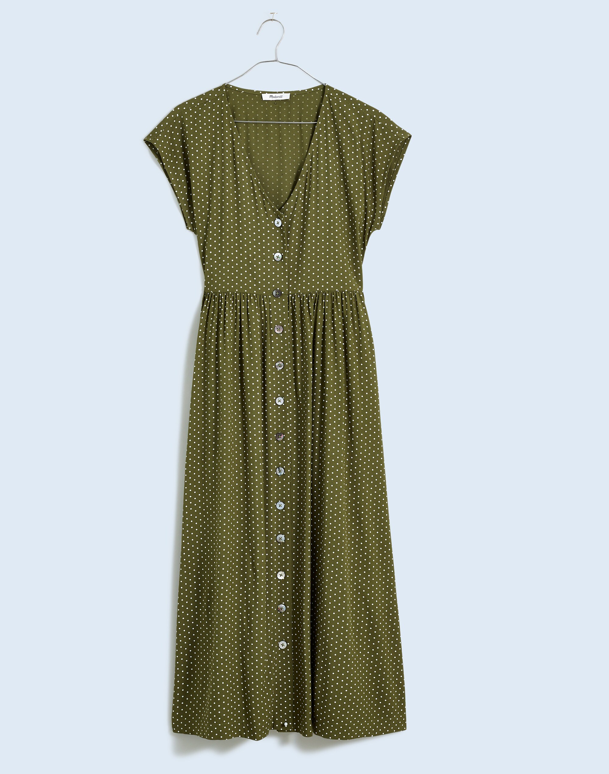 Button-Front Midi Dress