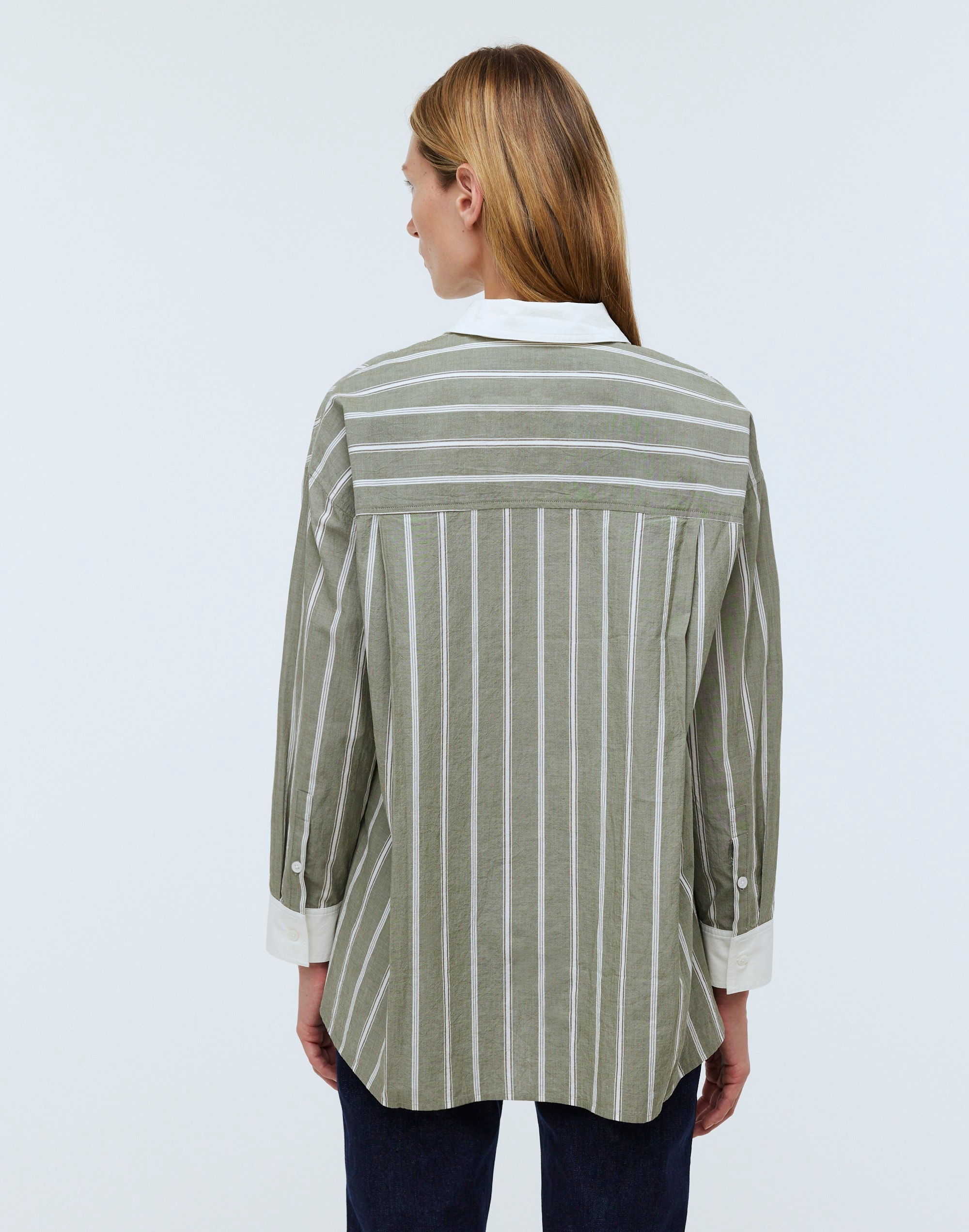 The Oversized Straight Hem Shirt Stripe Signature Poplin