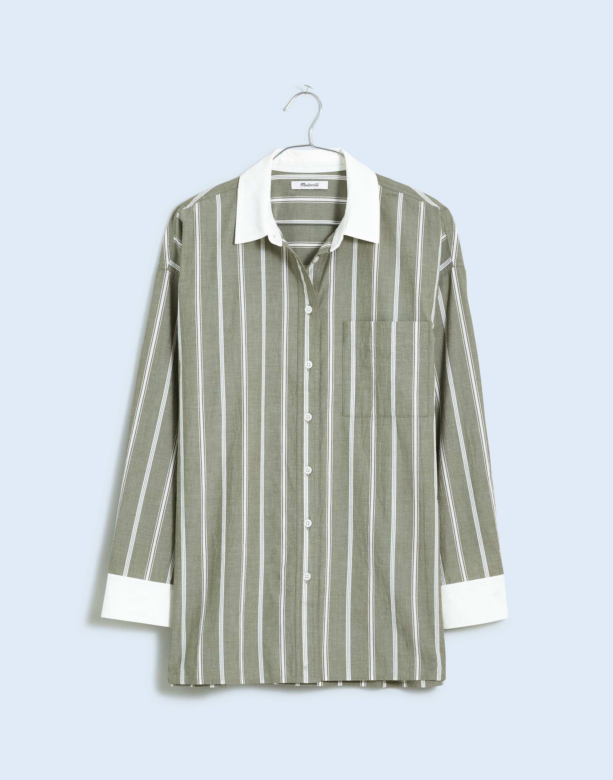 The Oversized Straight Hem Shirt in Stripe Signature Poplin