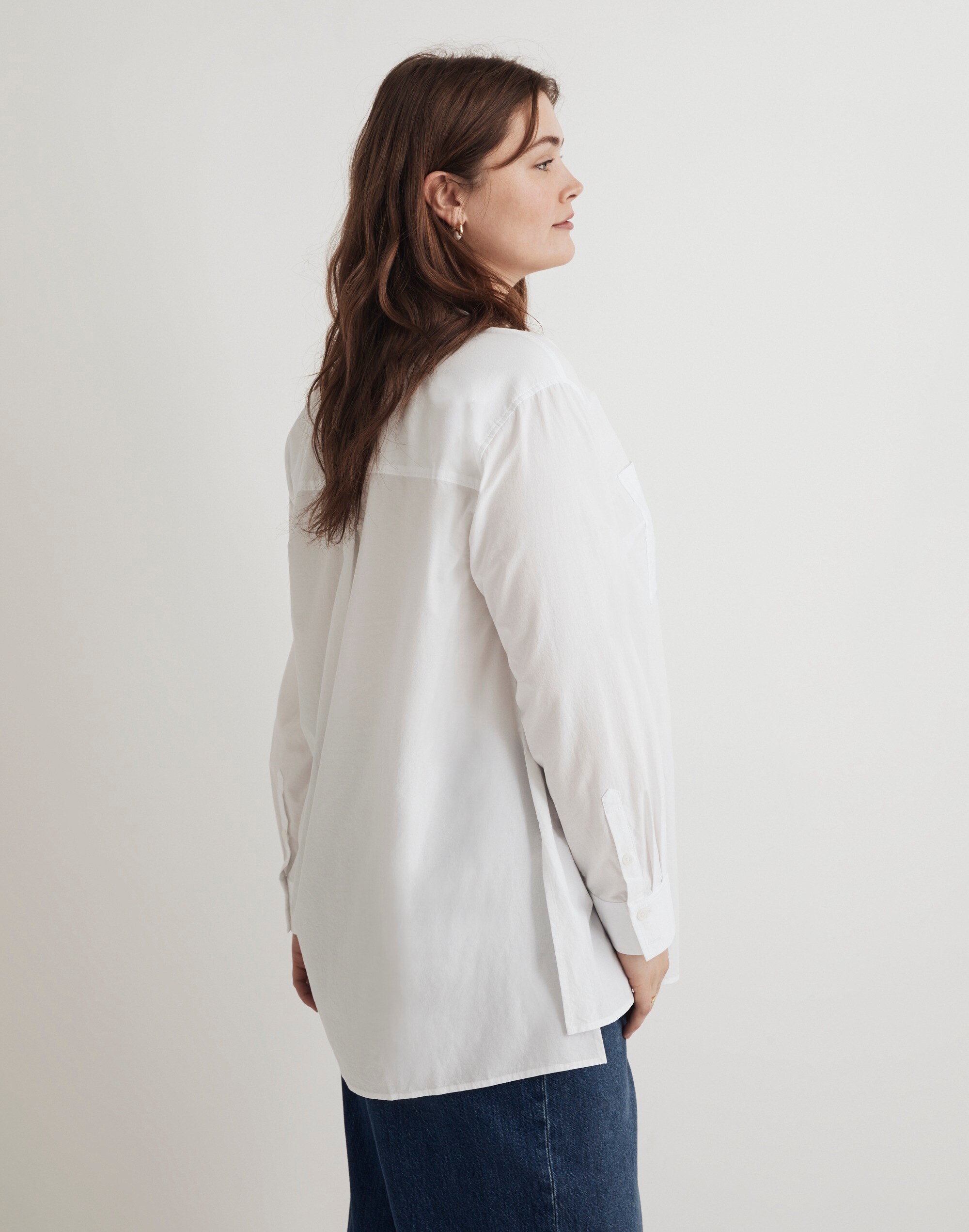 Plus Oversized Patch Pocket Shirt in Signature Poplin