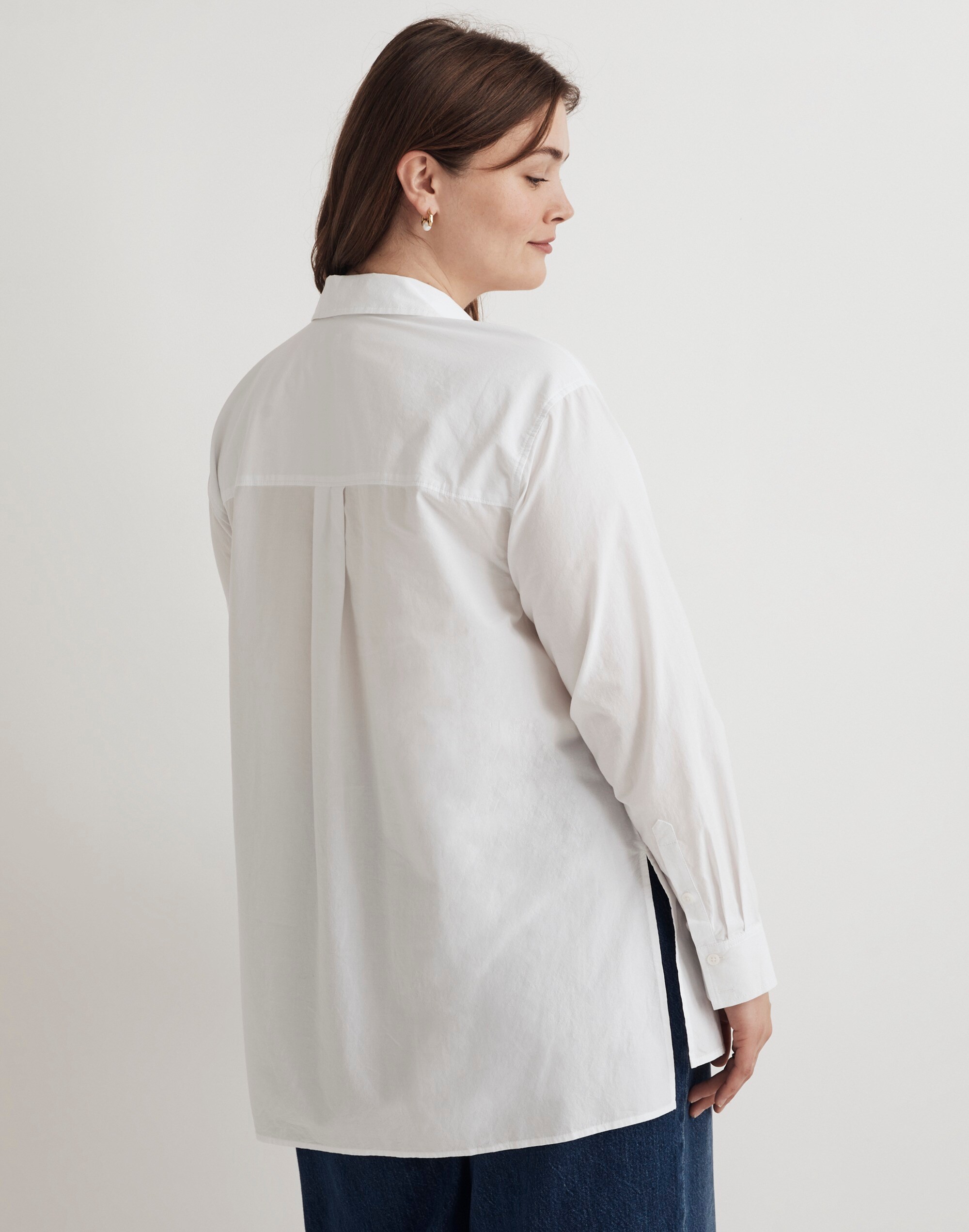 Plus Oversized Patch Pocket Shirt in Signature Poplin