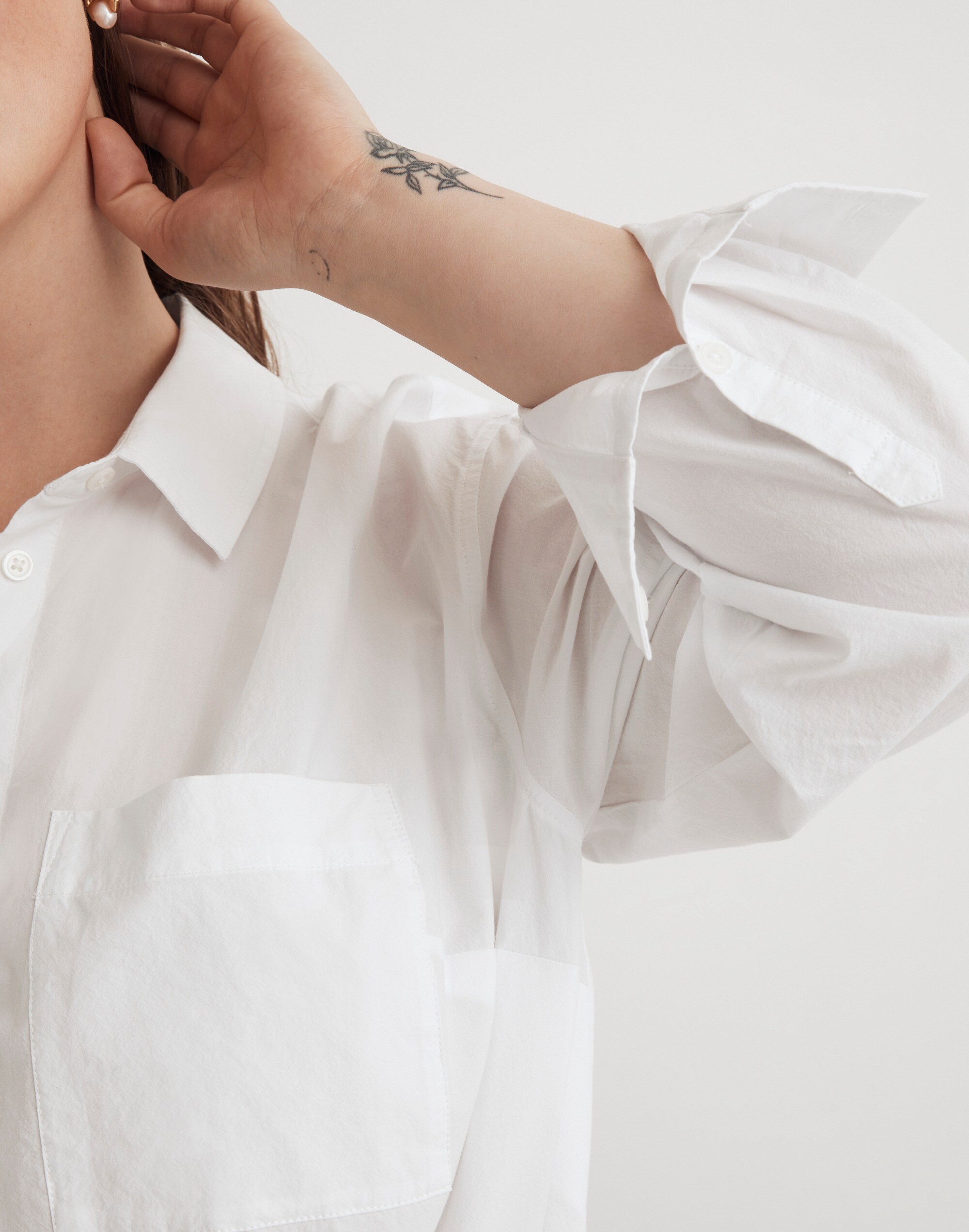 Plus Oversized Patch Pocket Shirt in Signature Poplin
