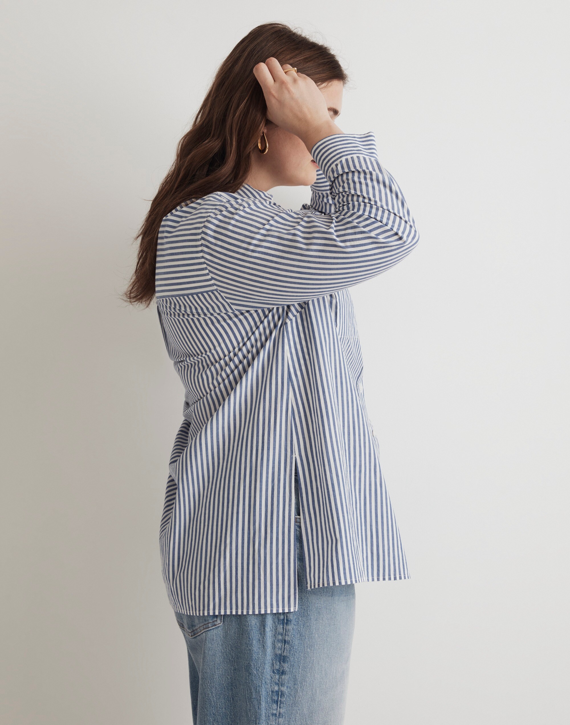 Plus Oversized Patch Pocket Shirt in Signature Poplin