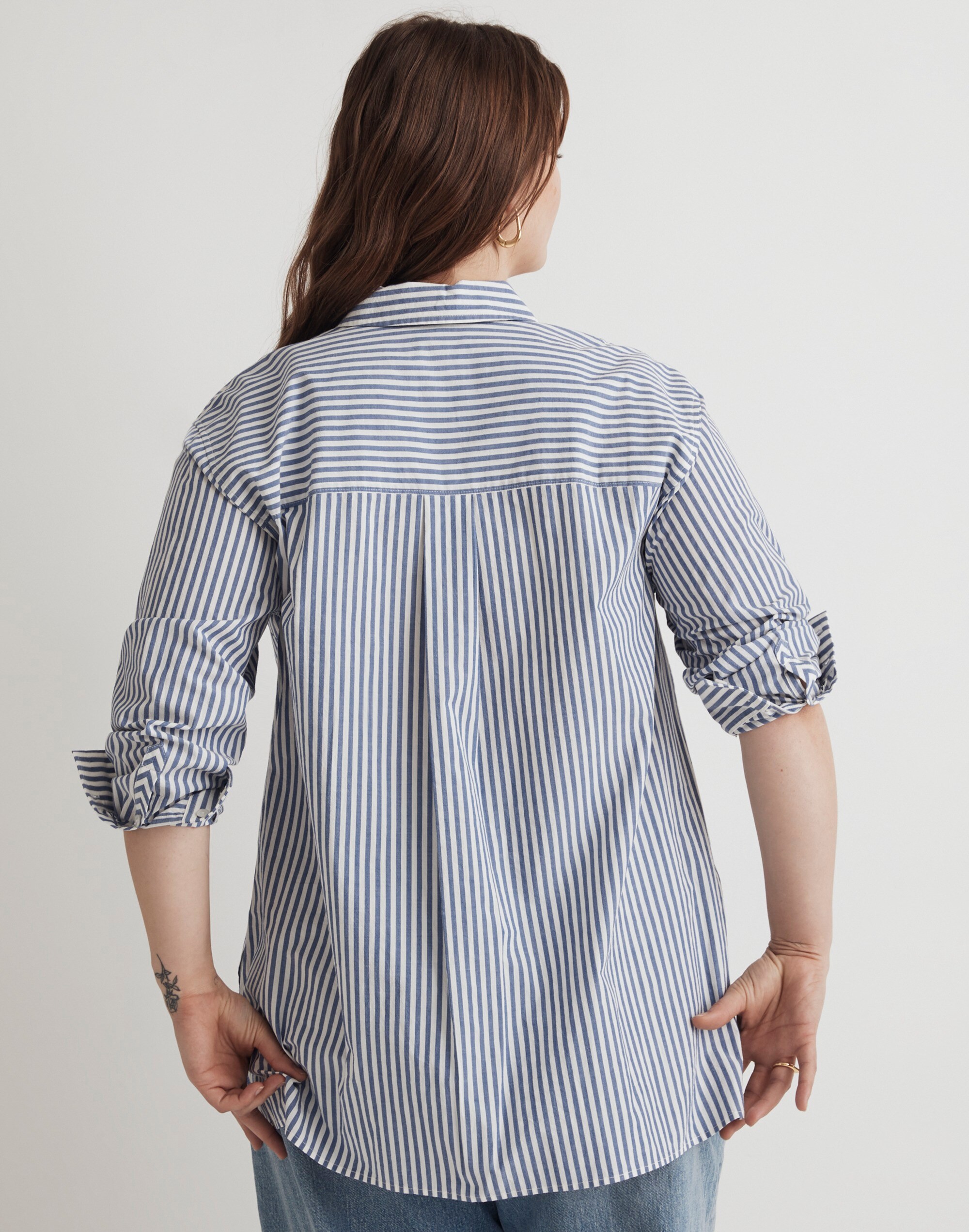 Plus Oversized Patch Pocket Shirt in Signature Poplin