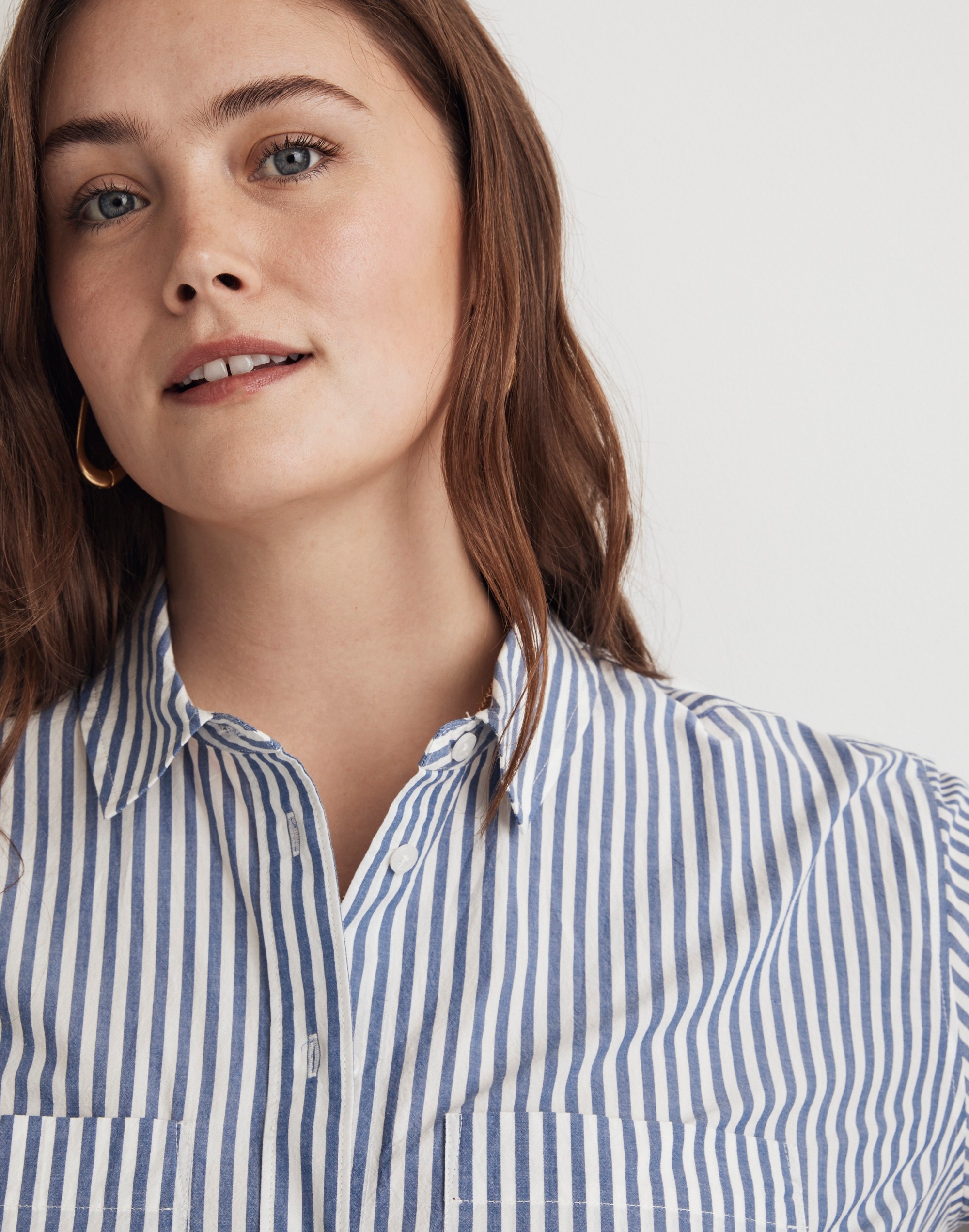 Plus Oversized Patch Pocket Shirt in Signature Poplin
