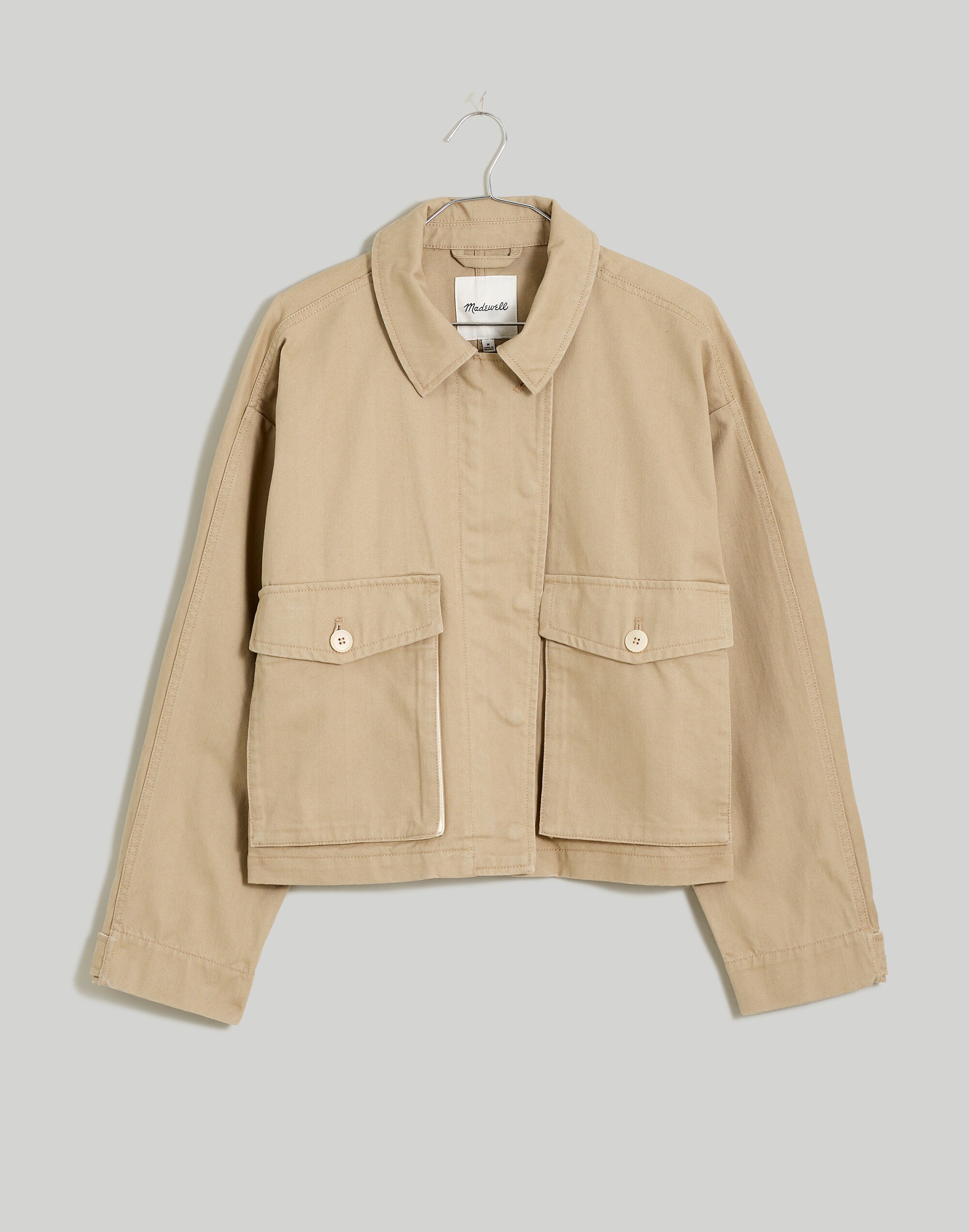 Plus Denim Cropped Cargo Jacket in Kirkham Wash