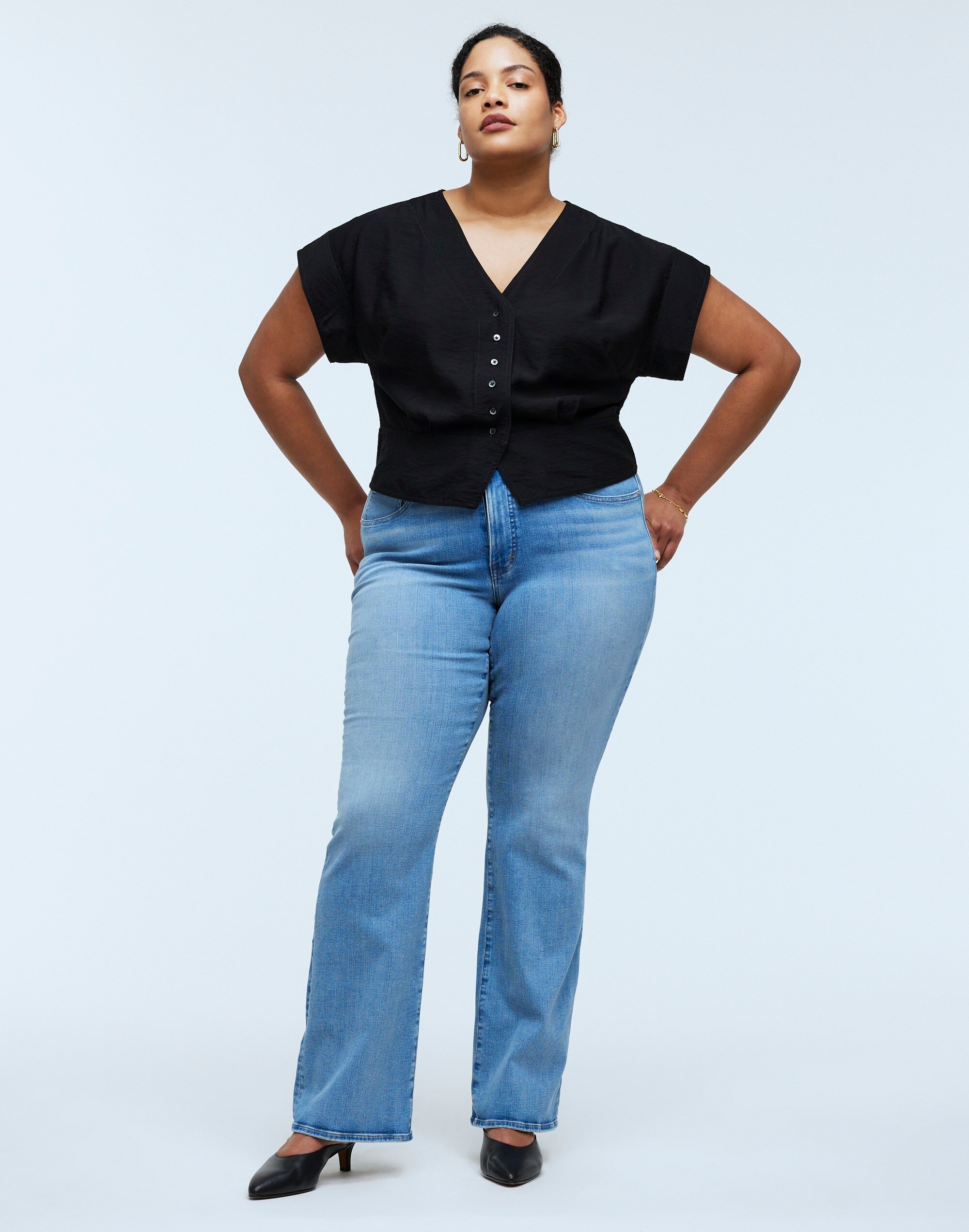 Plus Pleated Short-Sleeve Top