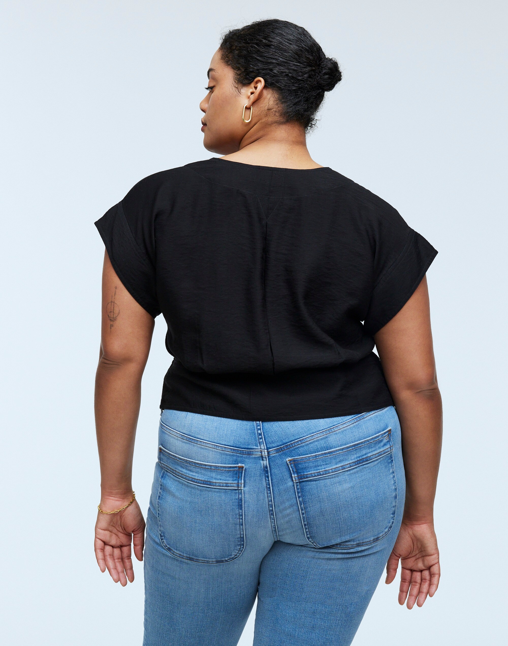 Plus Pleated Short-Sleeve Top