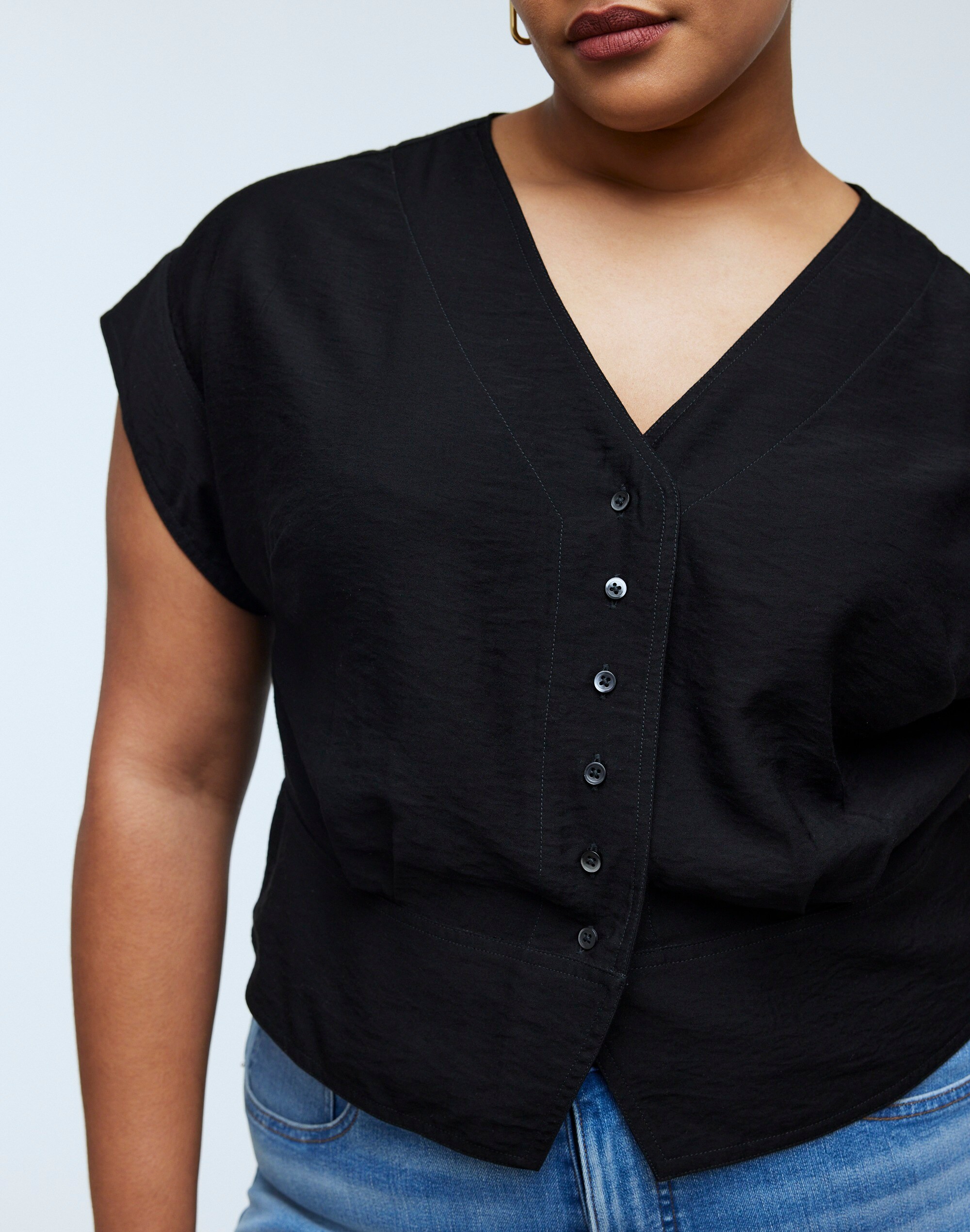 Plus Pleated Short-Sleeve Top