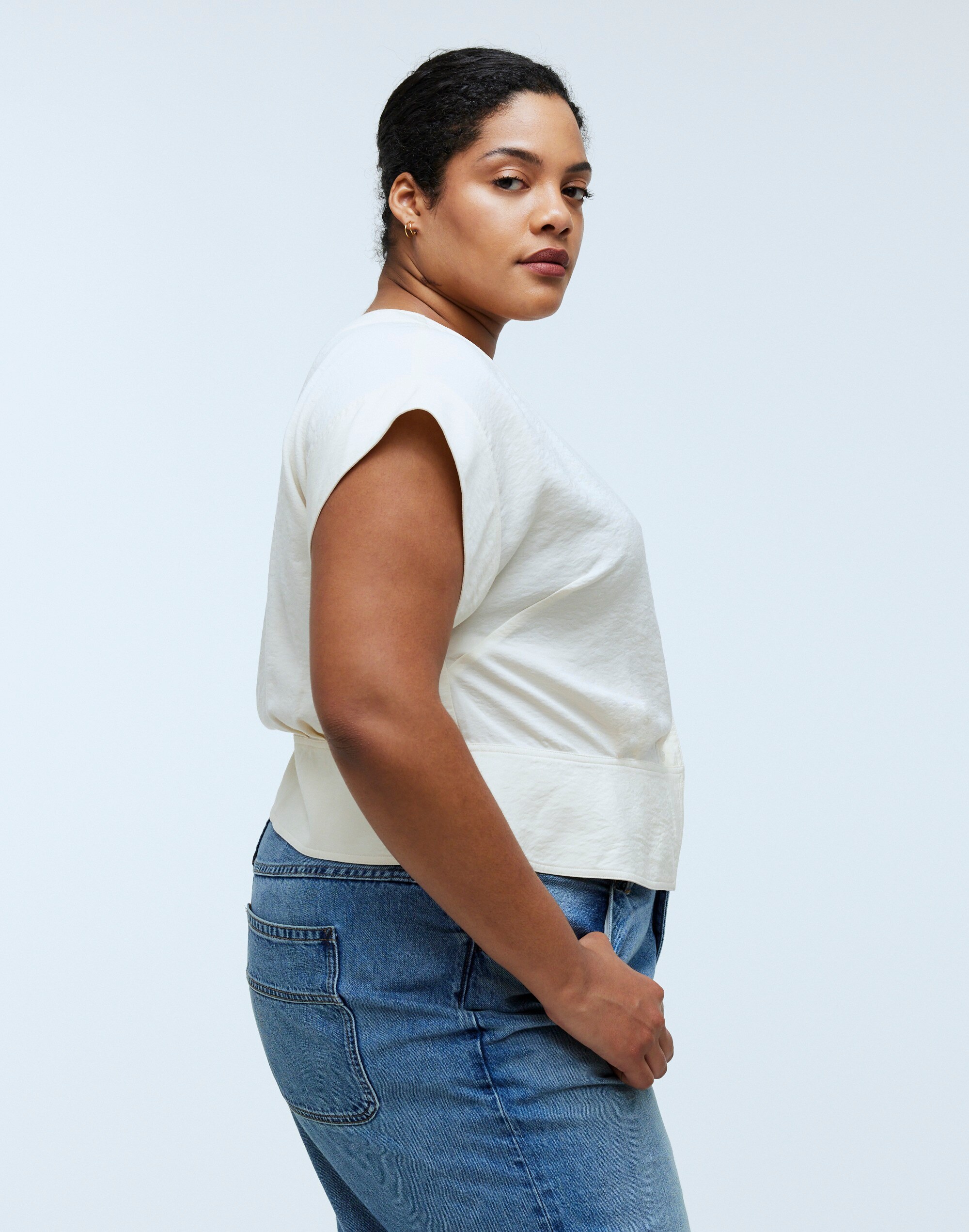 Plus Pleated Short-Sleeve Top