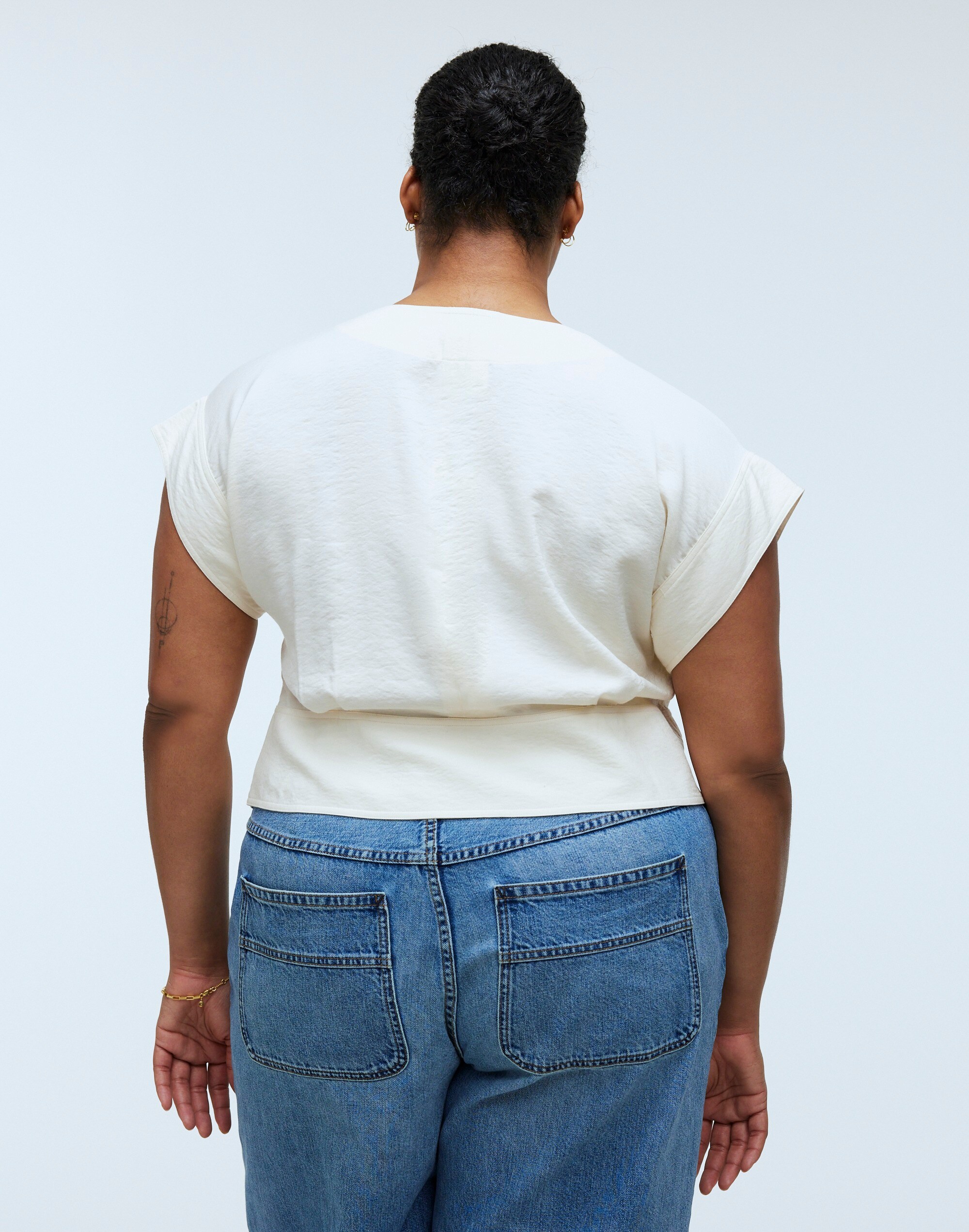 Plus Pleated Short-Sleeve Top