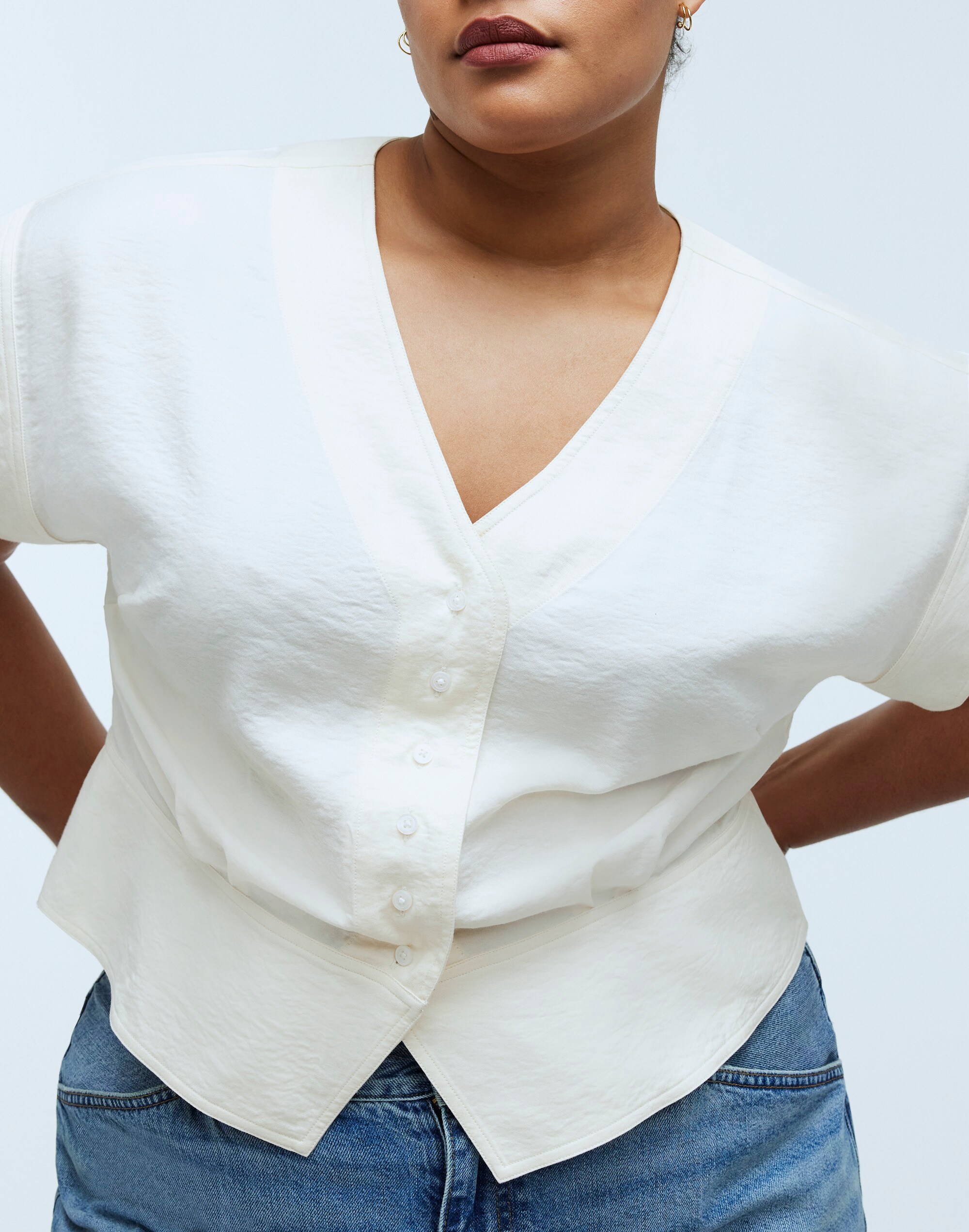 Plus Pleated Short-Sleeve Top