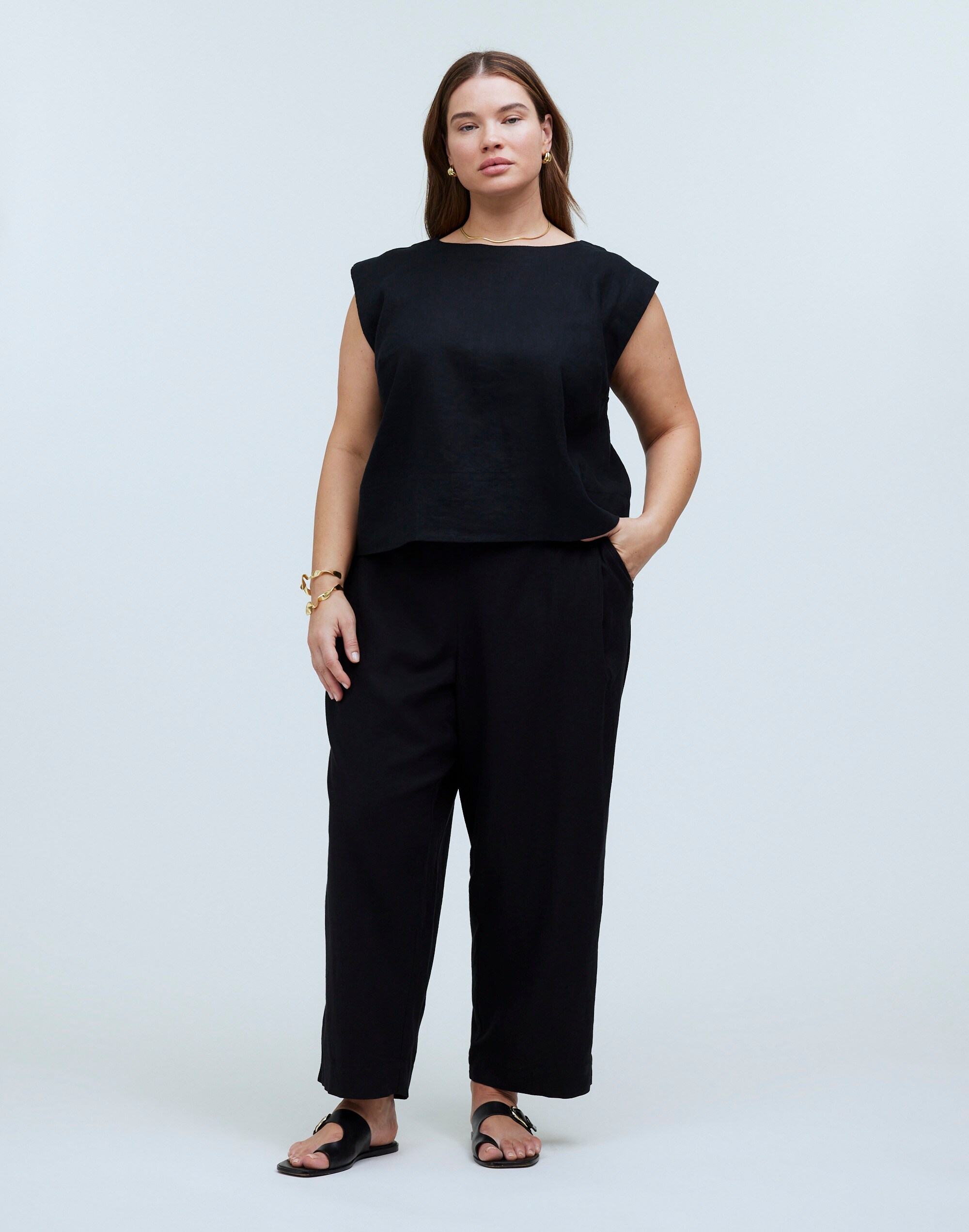 Plus Bateau-Neck Tank in 100% Linen