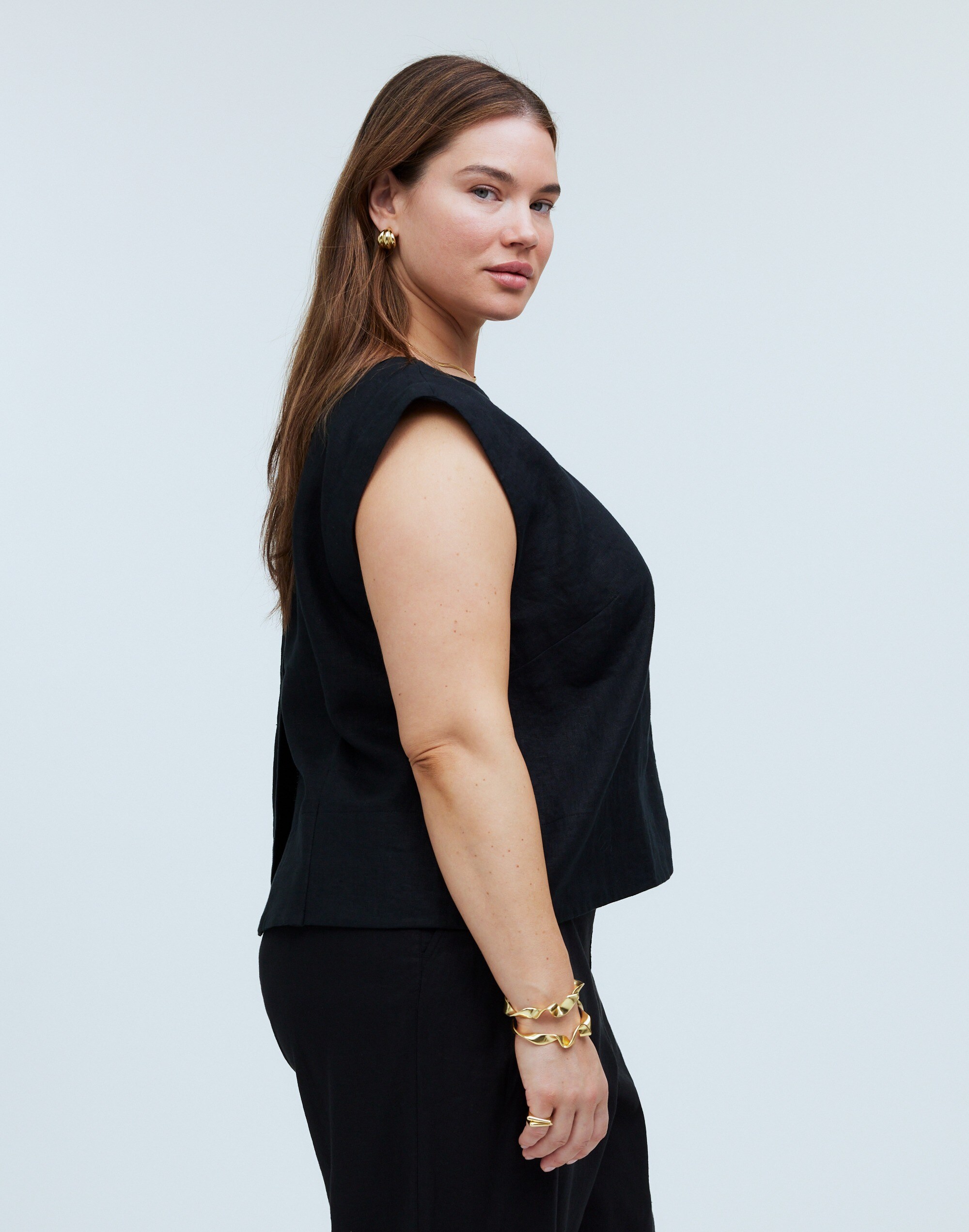 Plus Bateau-Neck Tank in 100% Linen