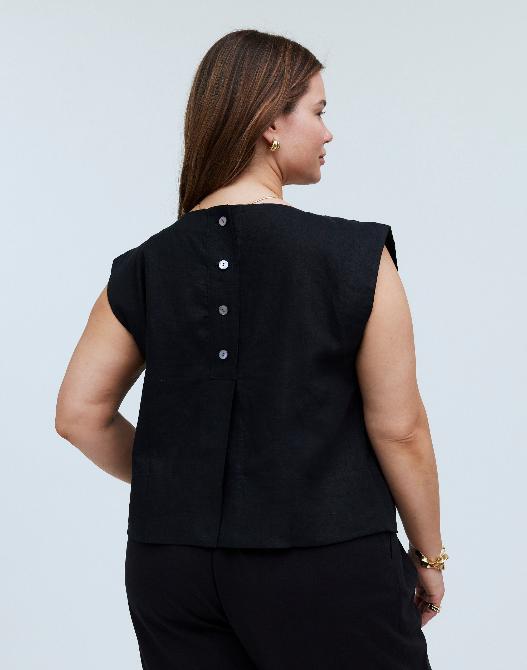 Plus Bateau-Neck Tank in 100% Linen