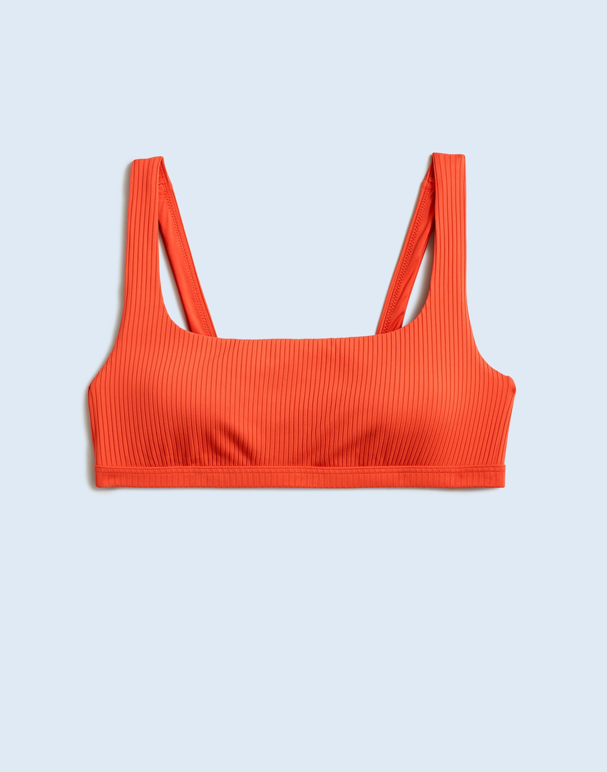 Ribbed Square-Neck Bikini Top