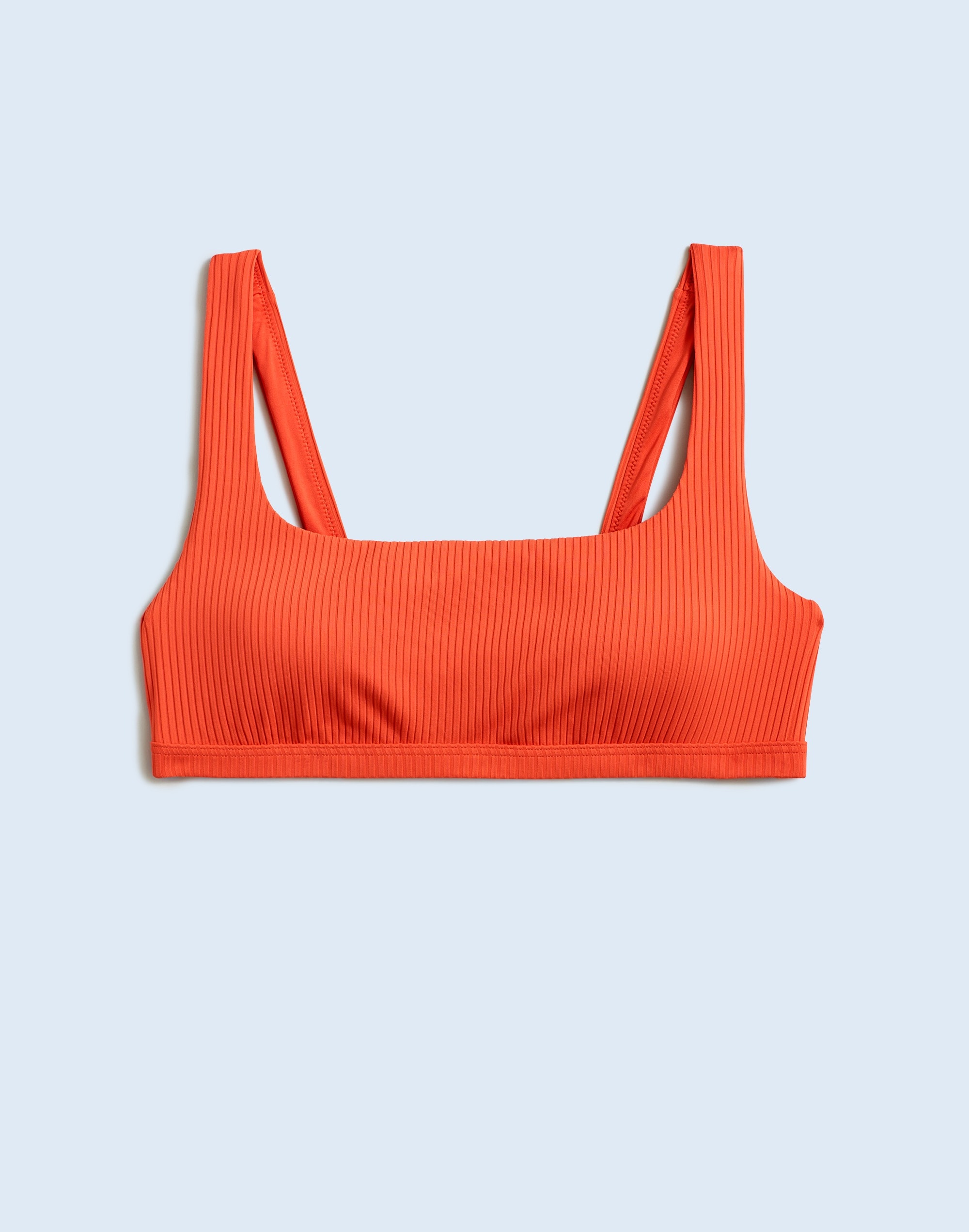 Mw Ribbed Square-neck Bikini Top In Coastal Orange